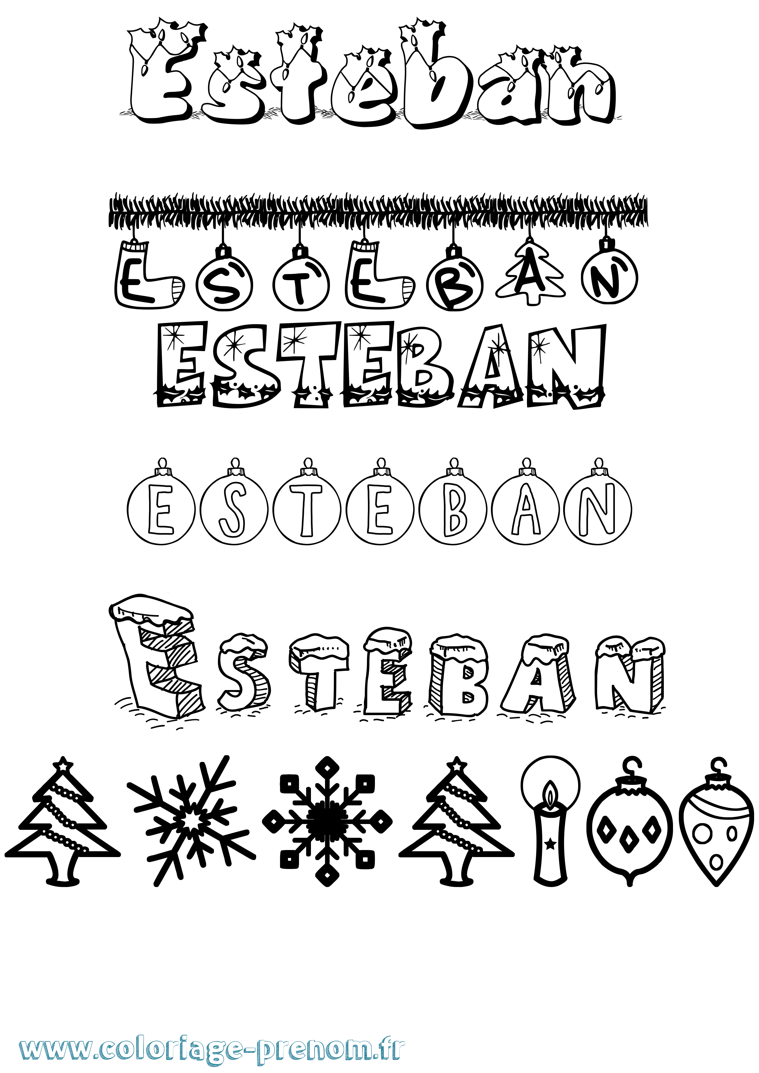 Coloriage Esteban Coloriage prénom Esteban