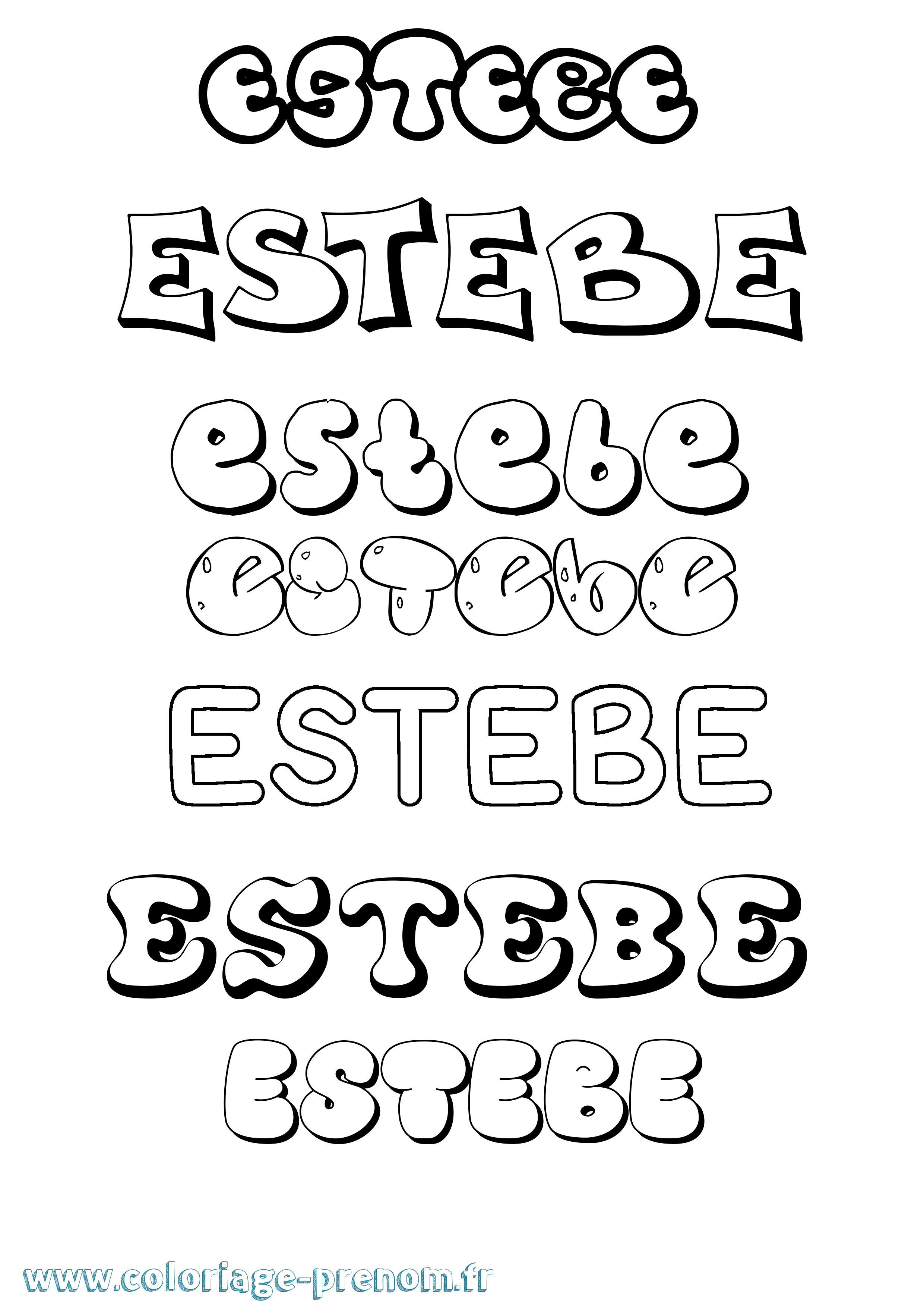 Coloriage prénom Estebe Bubble