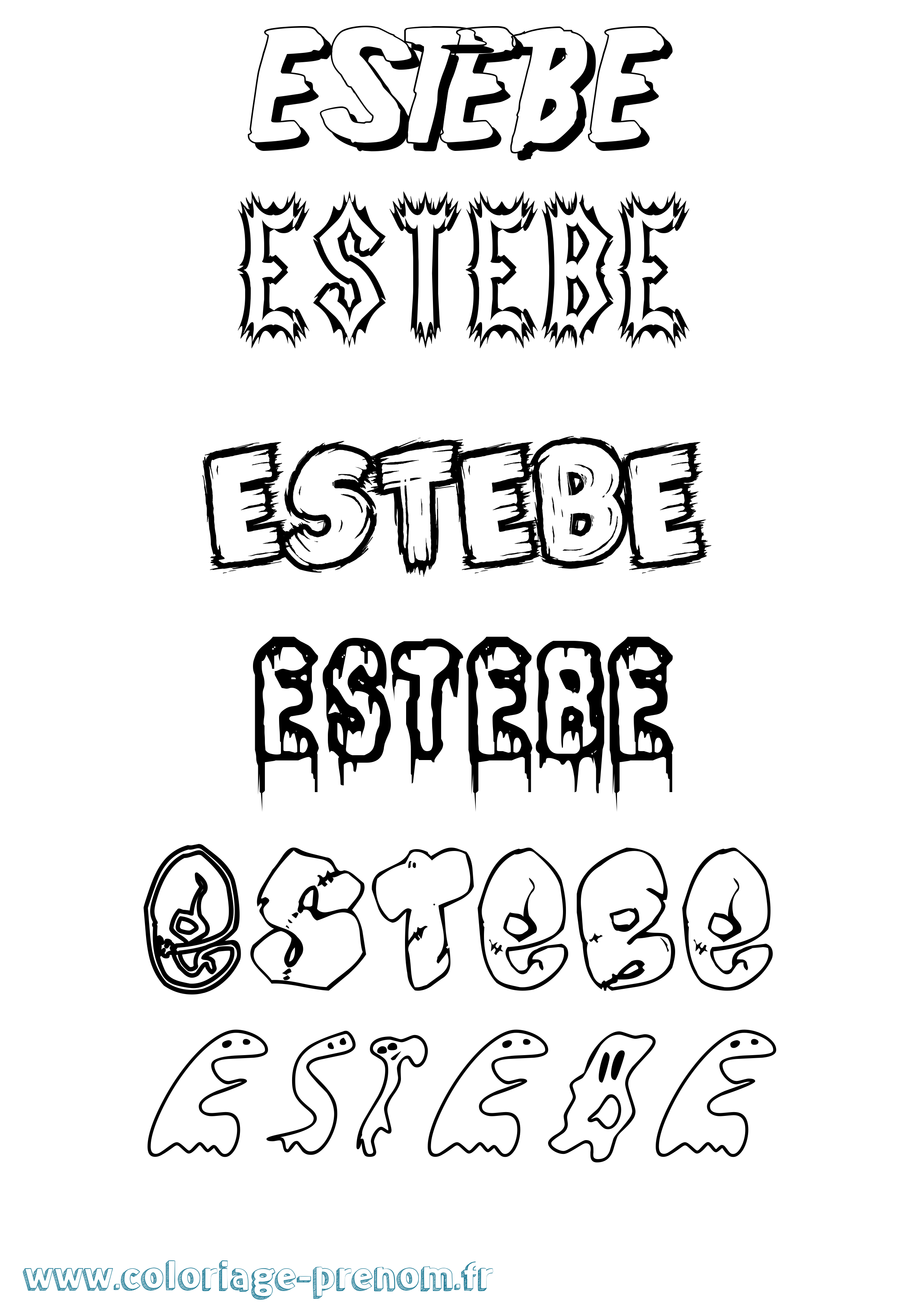Coloriage prénom Estebe Frisson
