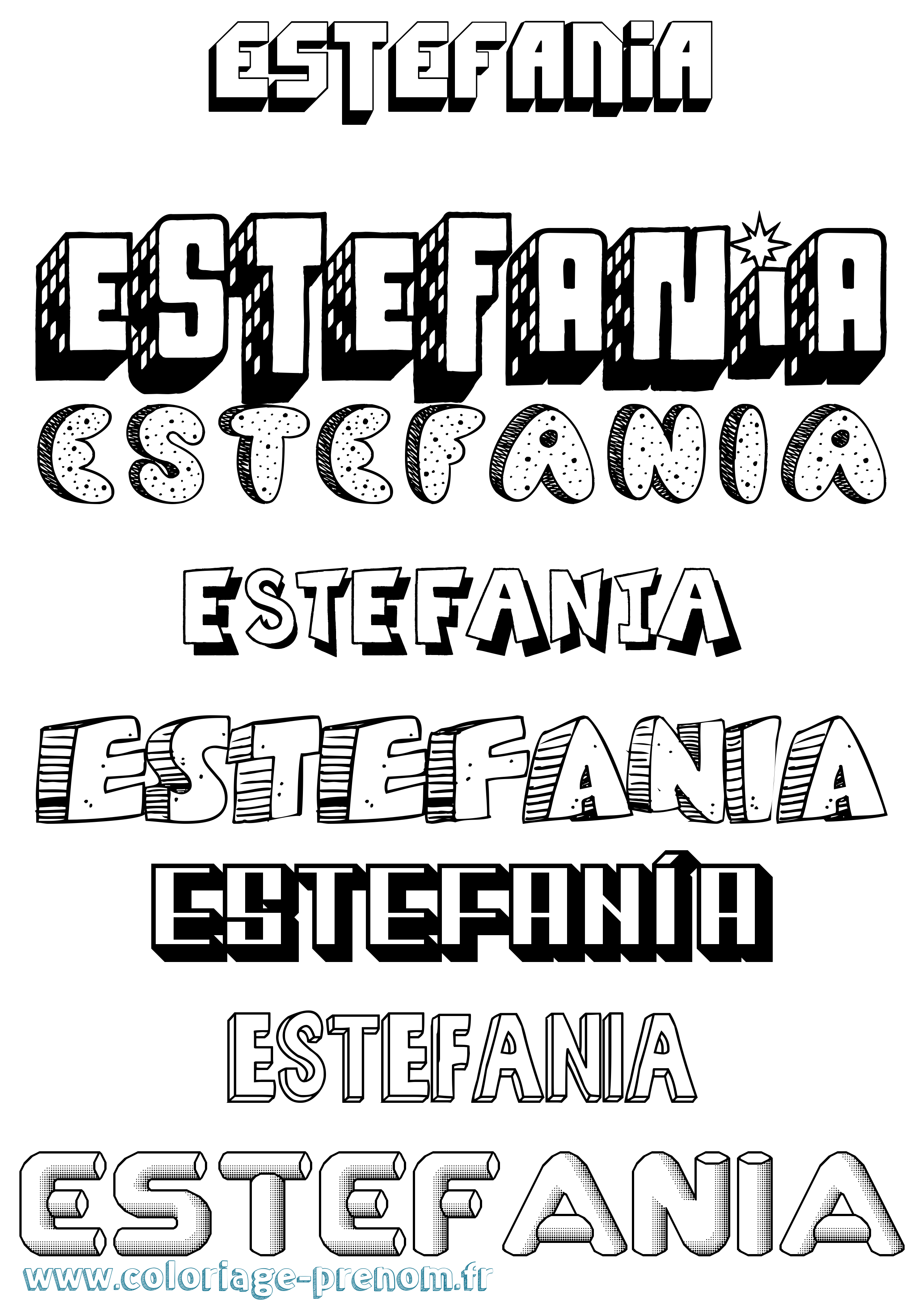 Coloriage prénom Estefanía Effet 3D