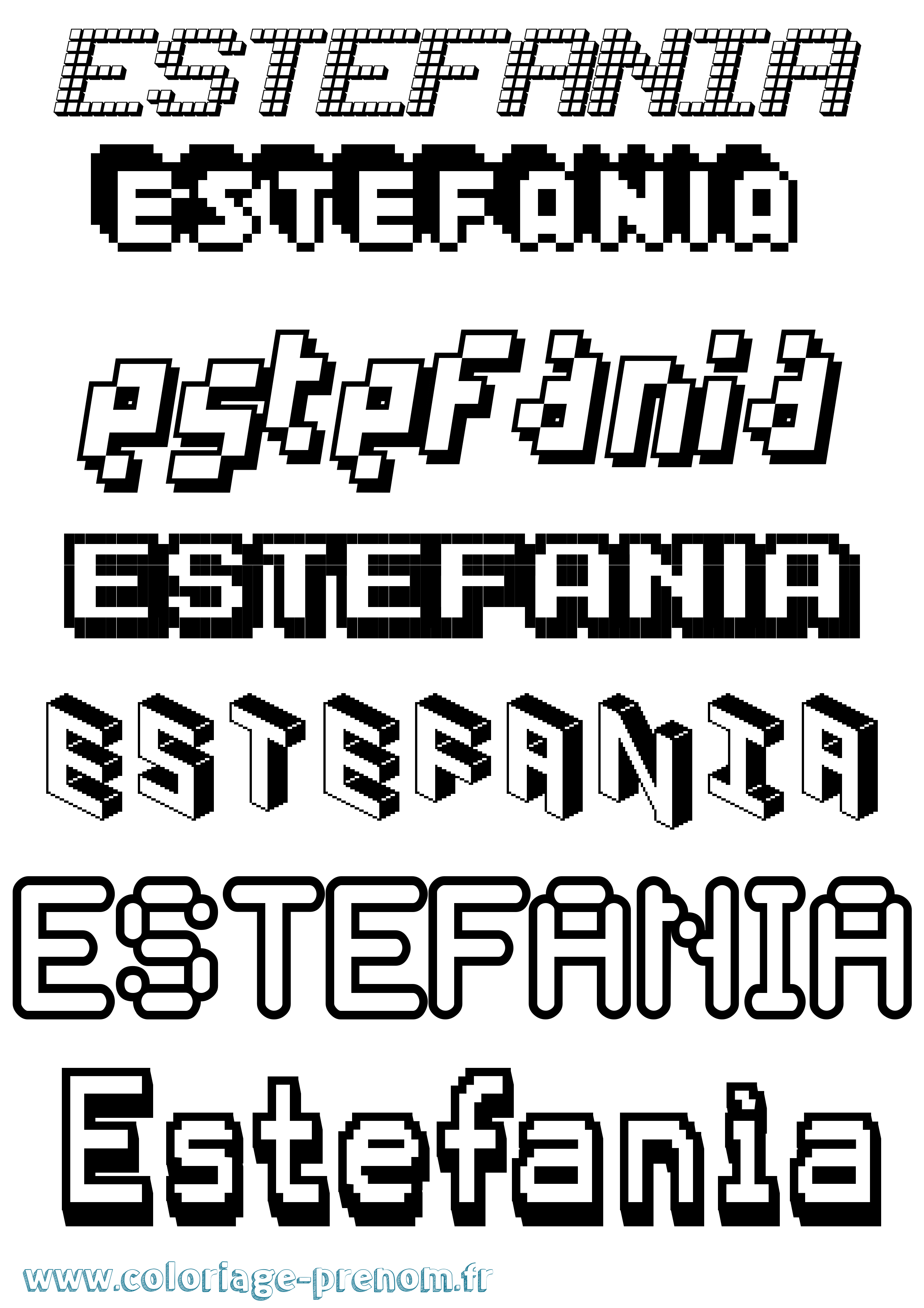 Coloriage prénom Estefanía Pixel