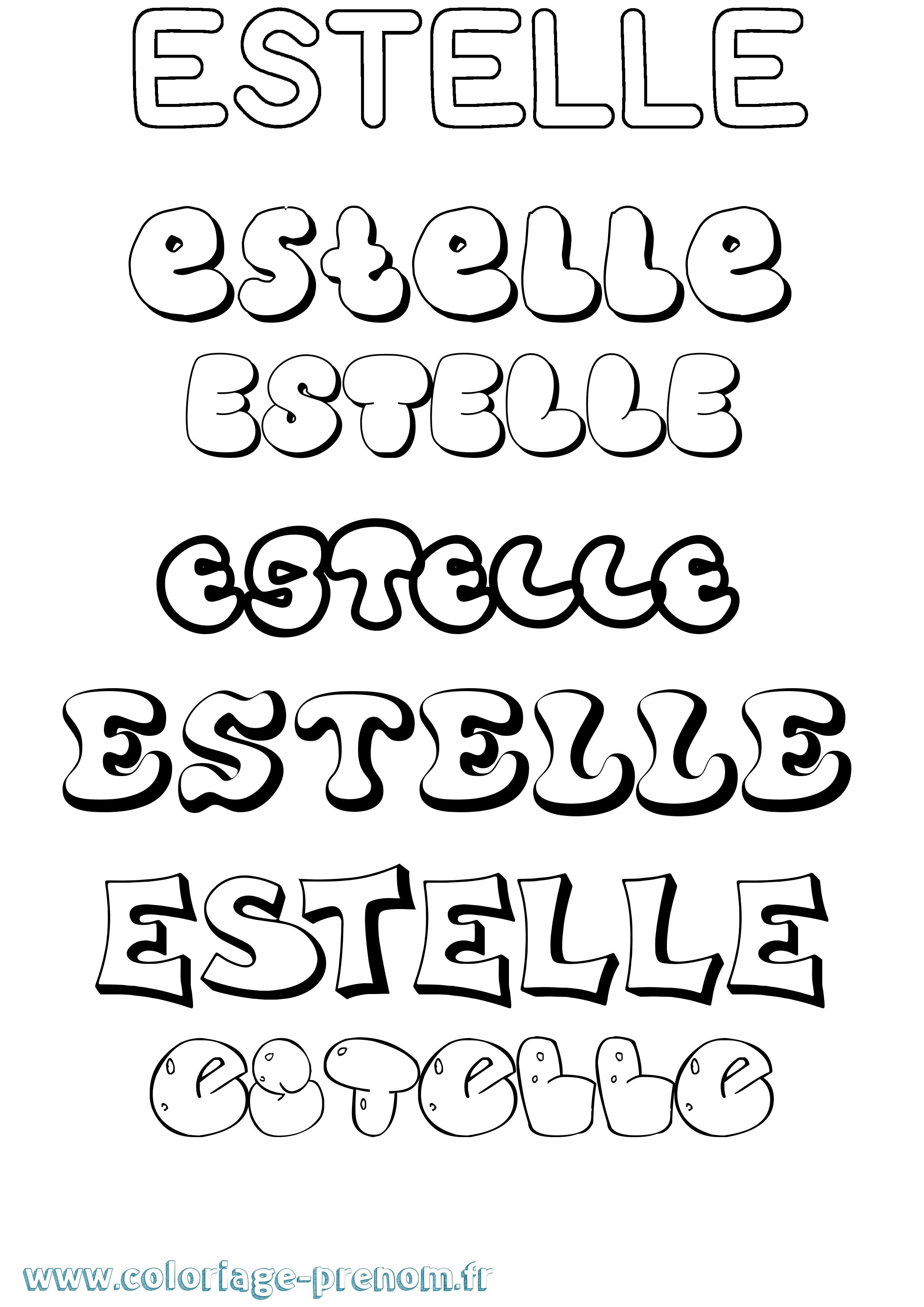 Coloriage prénom Estelle Bubble