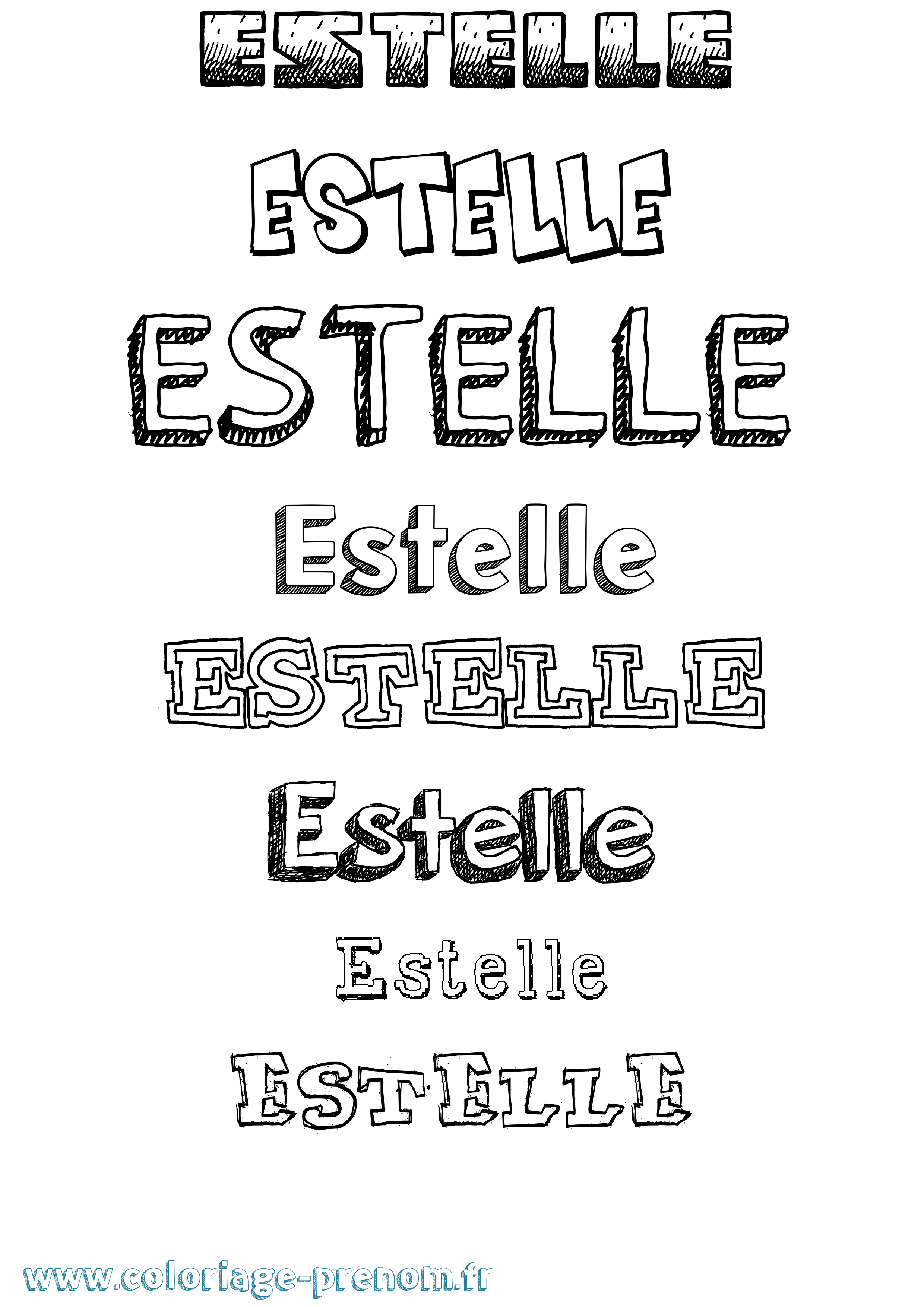 Coloriage prénom Estelle Dessiné