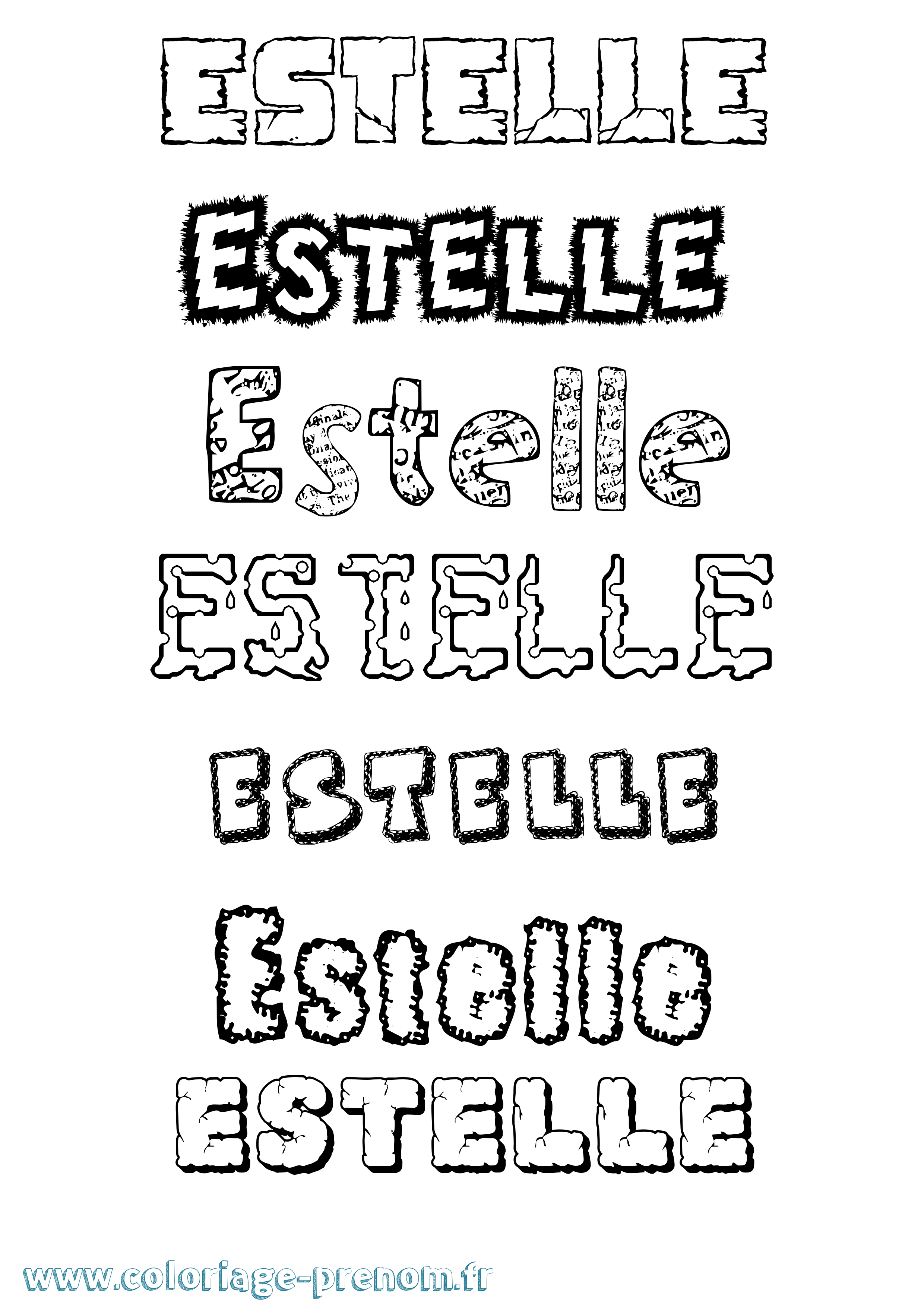 Coloriage prénom Estelle Destructuré