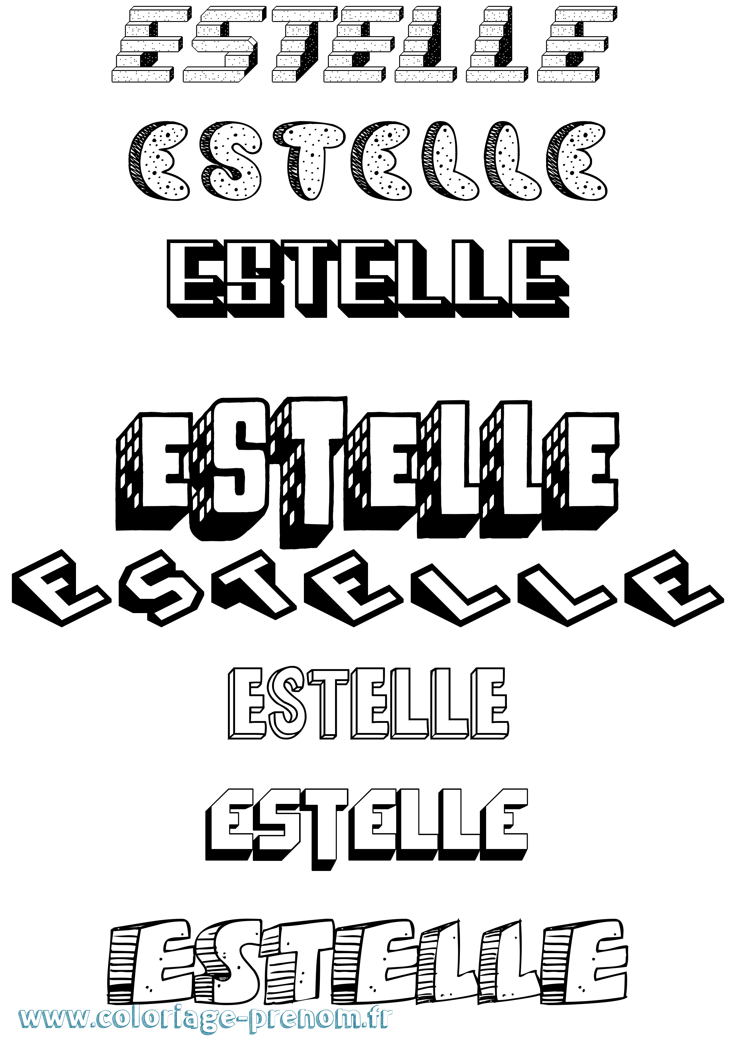 Coloriage prénom Estelle Effet 3D