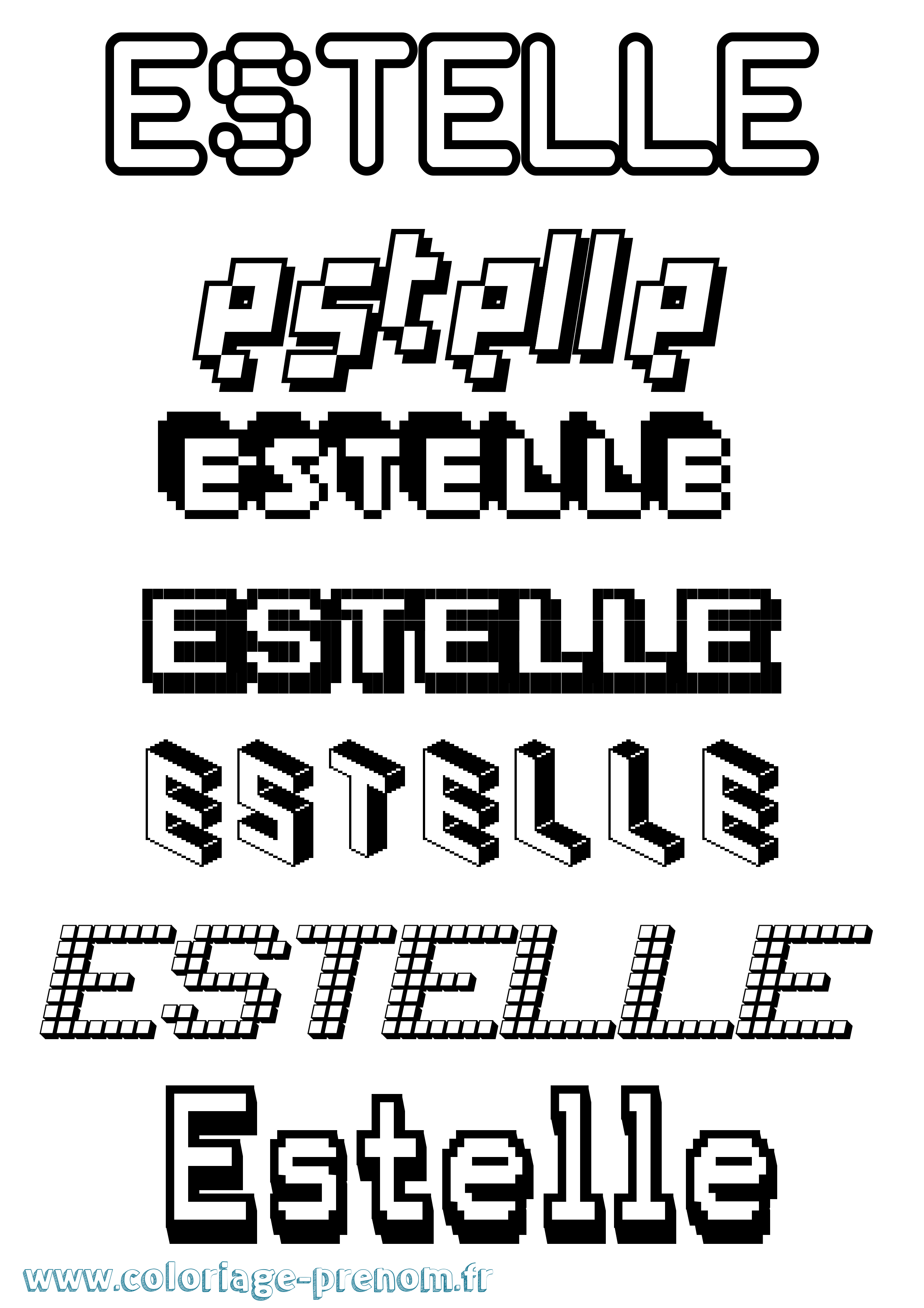 Coloriage prénom Estelle Pixel
