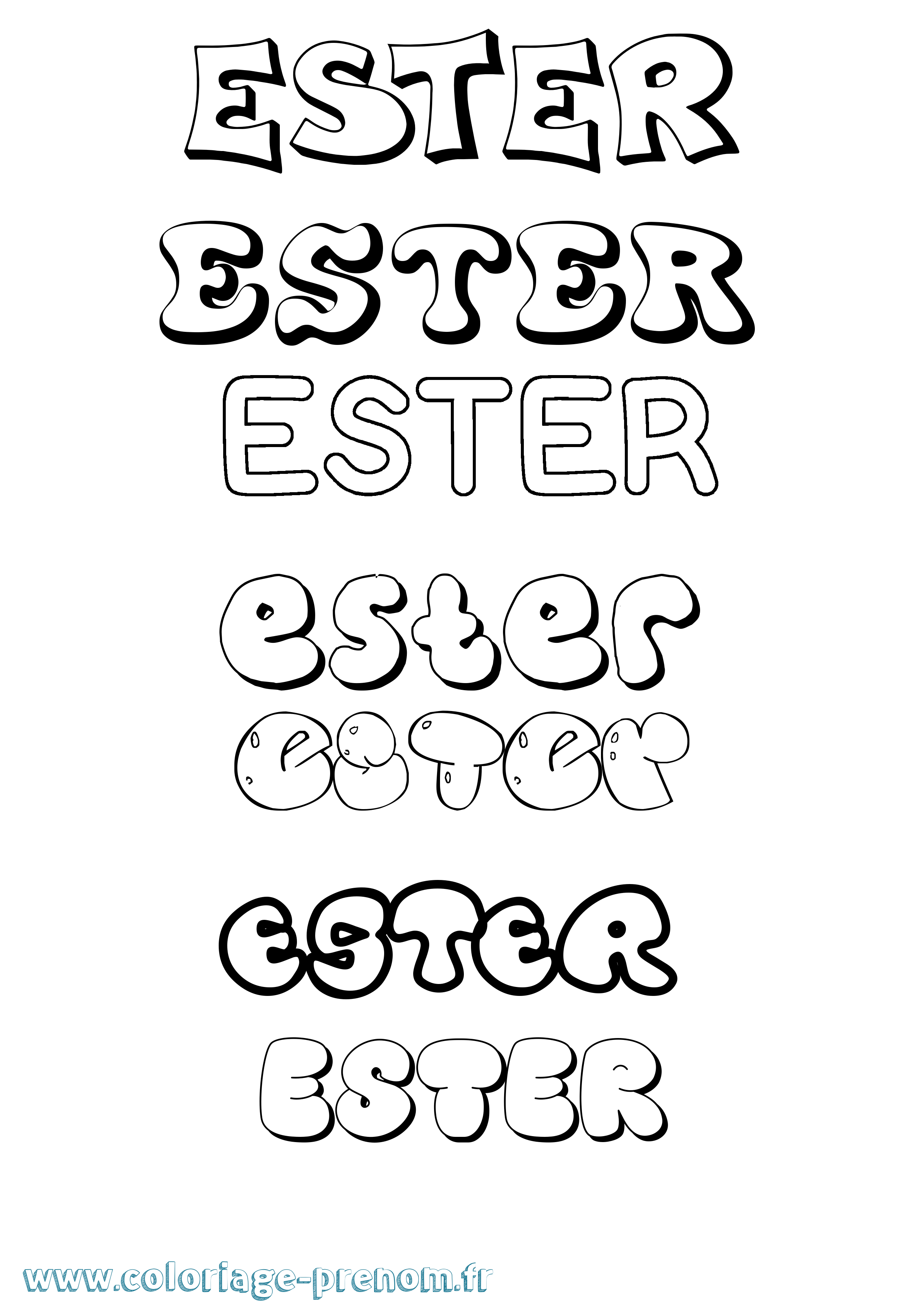 Coloriage prénom Ester Bubble