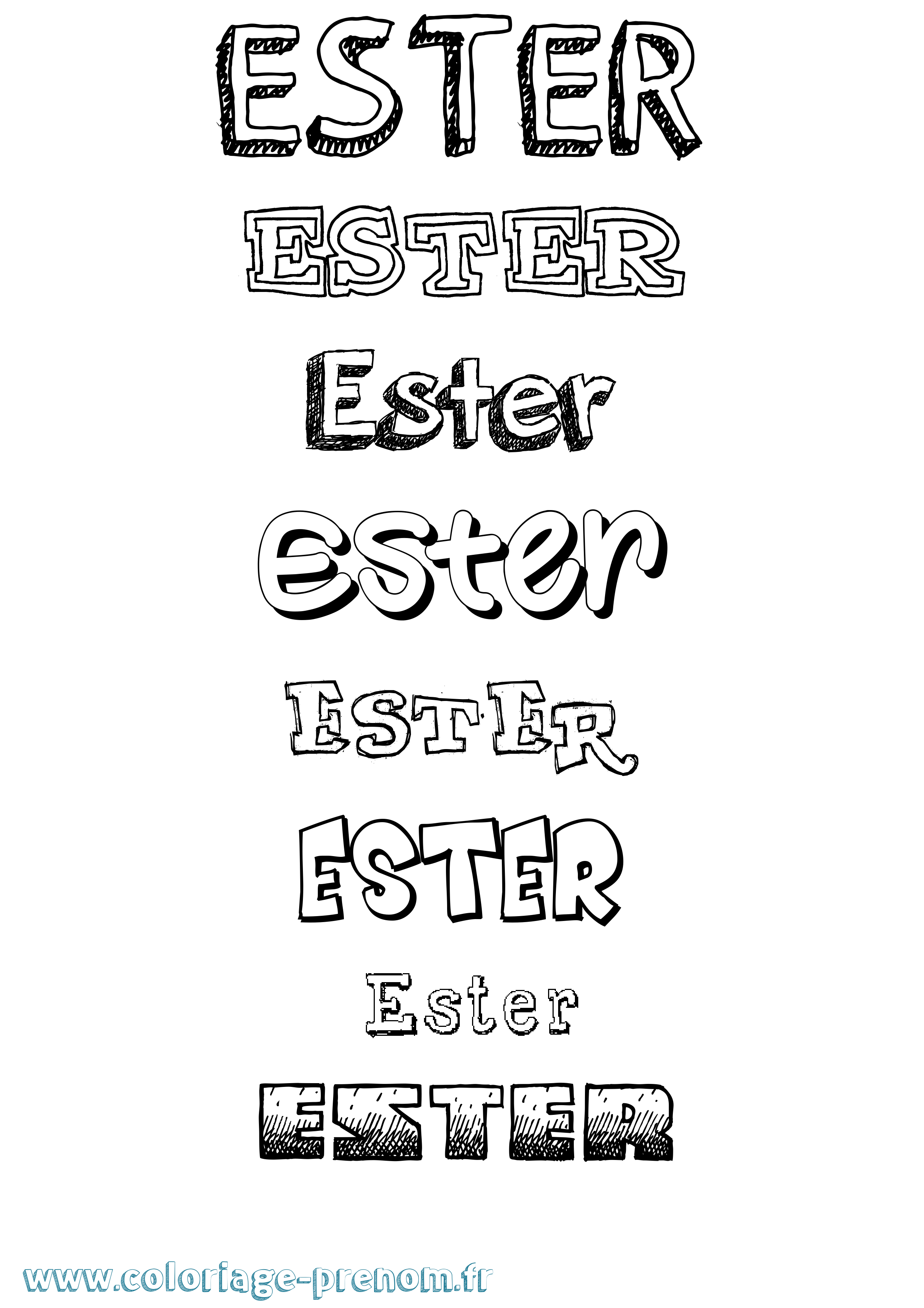 Coloriage prénom Ester Dessiné