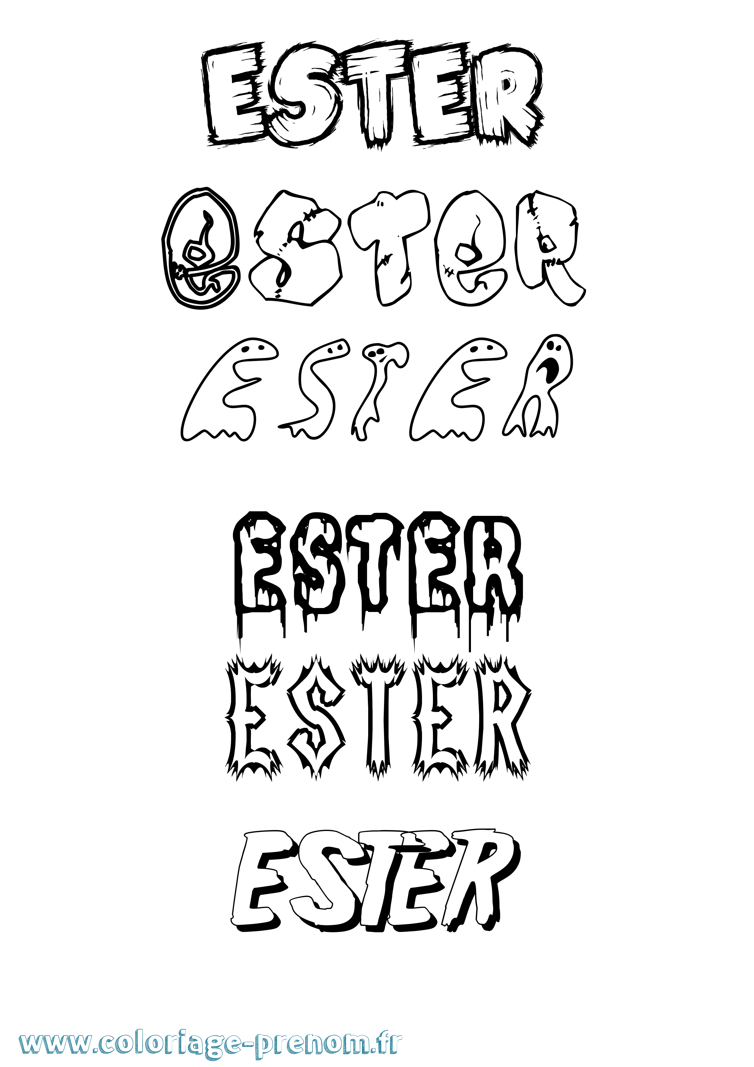 Coloriage prénom Ester Frisson
