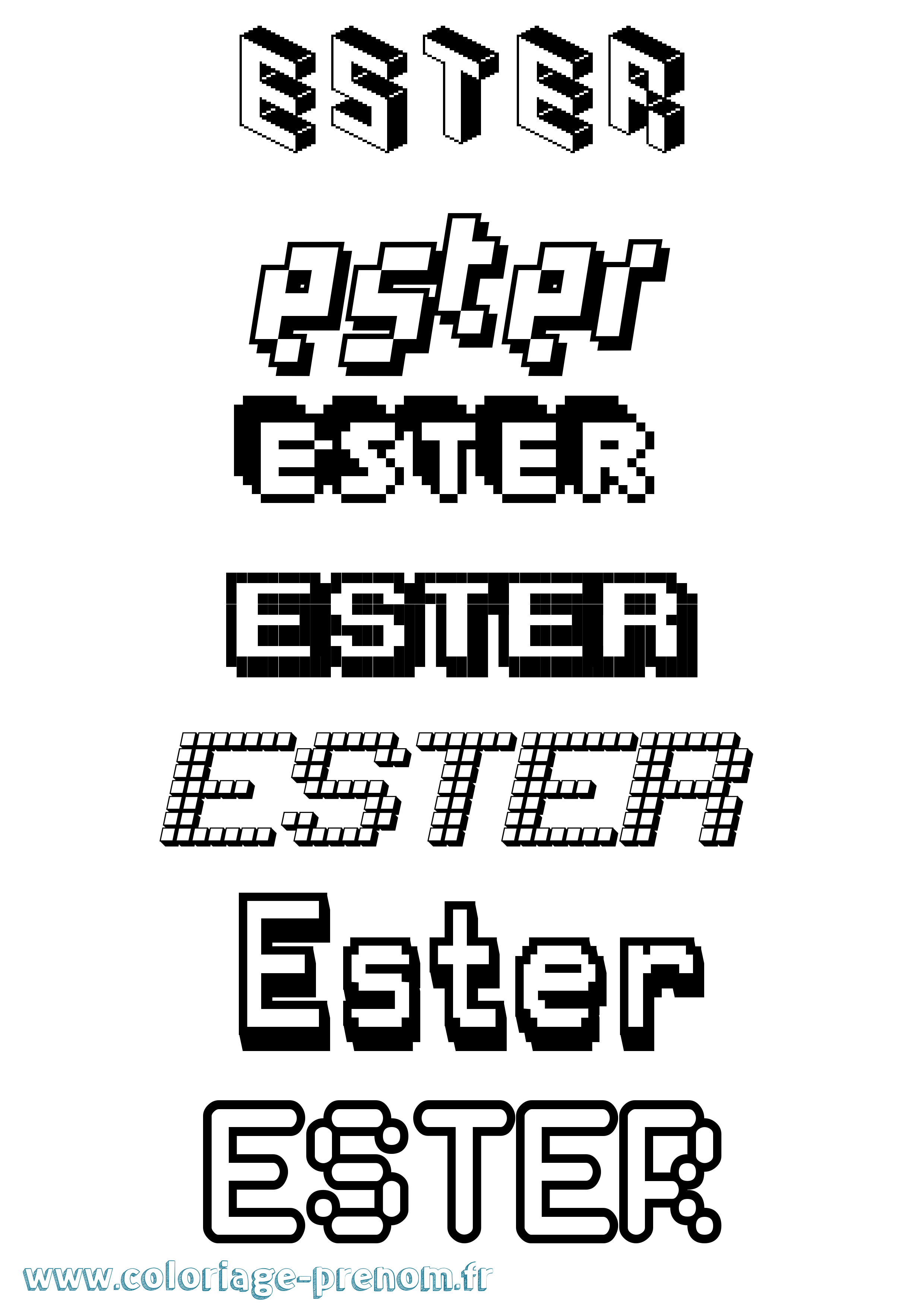 Coloriage prénom Ester Pixel