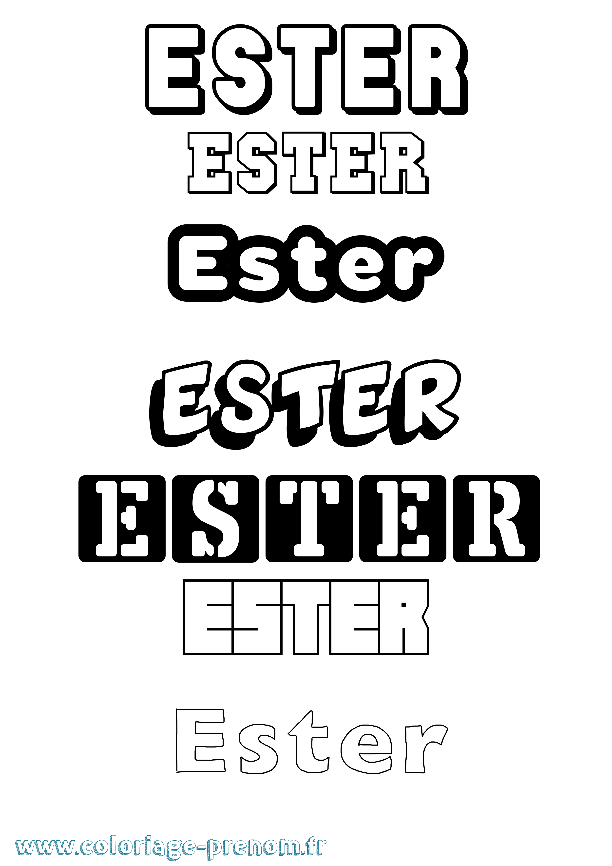 Coloriage prénom Ester Simple