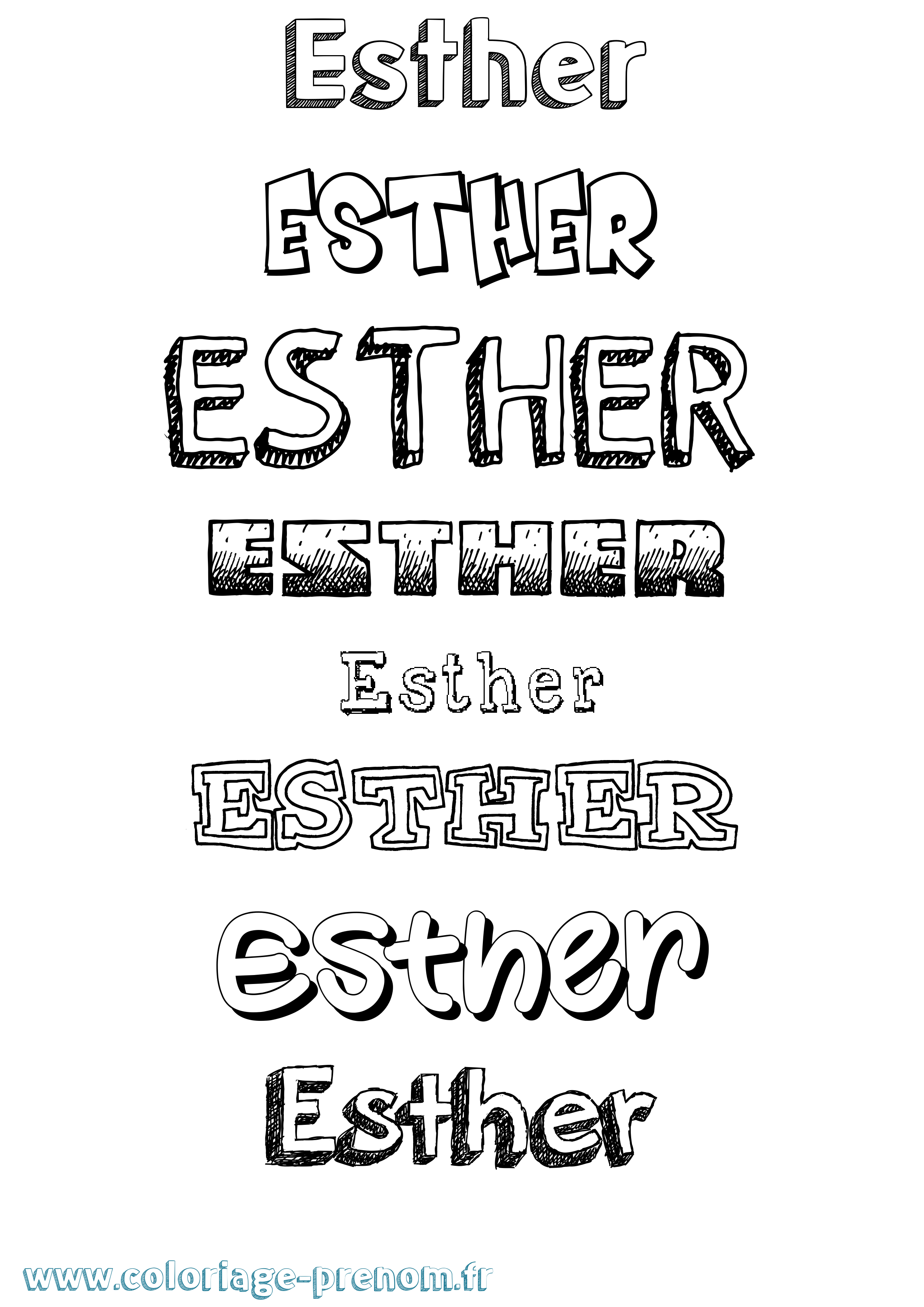 Coloriage prénom Esther Dessiné