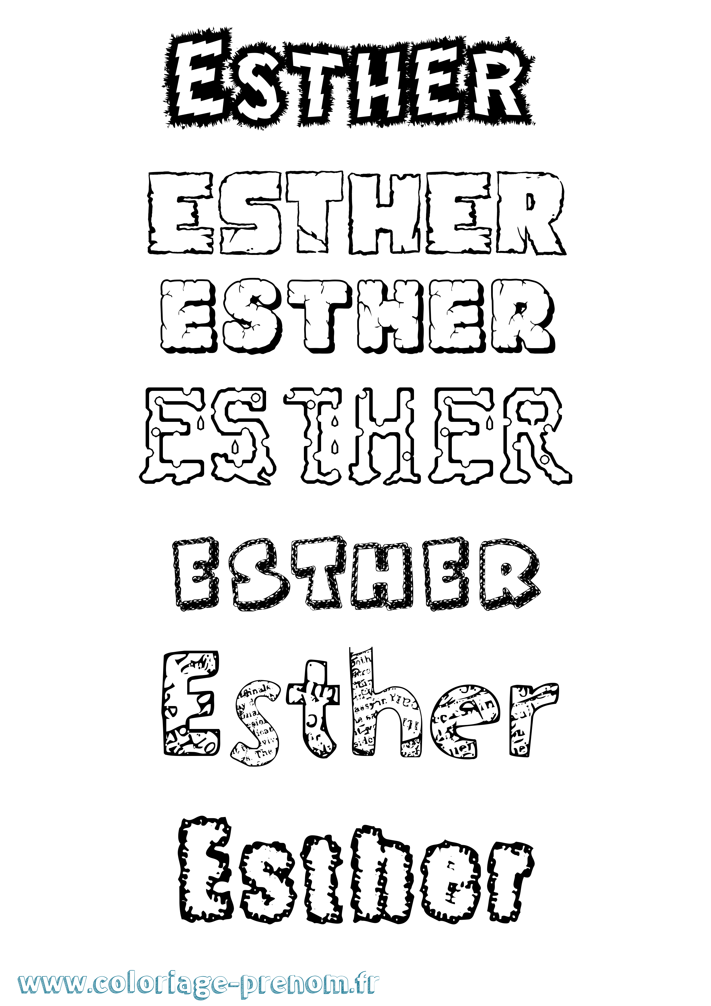 Coloriage prénom Esther Destructuré