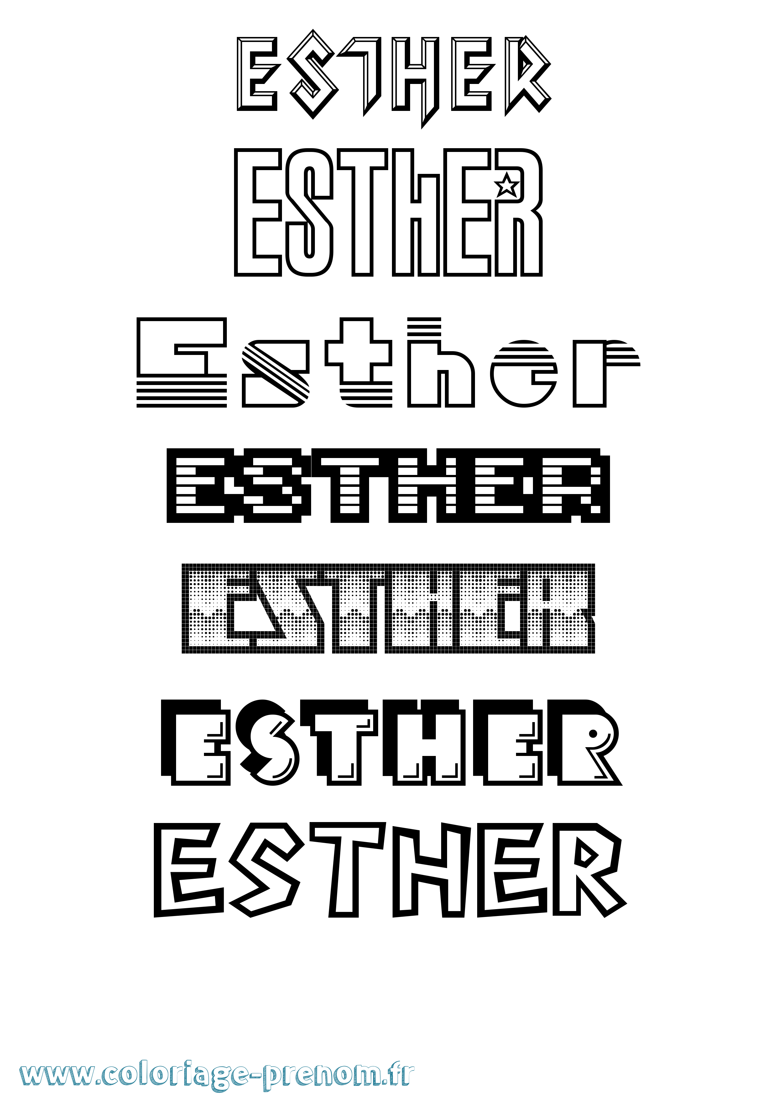 Coloriage prénom Esther Jeux Vidéos