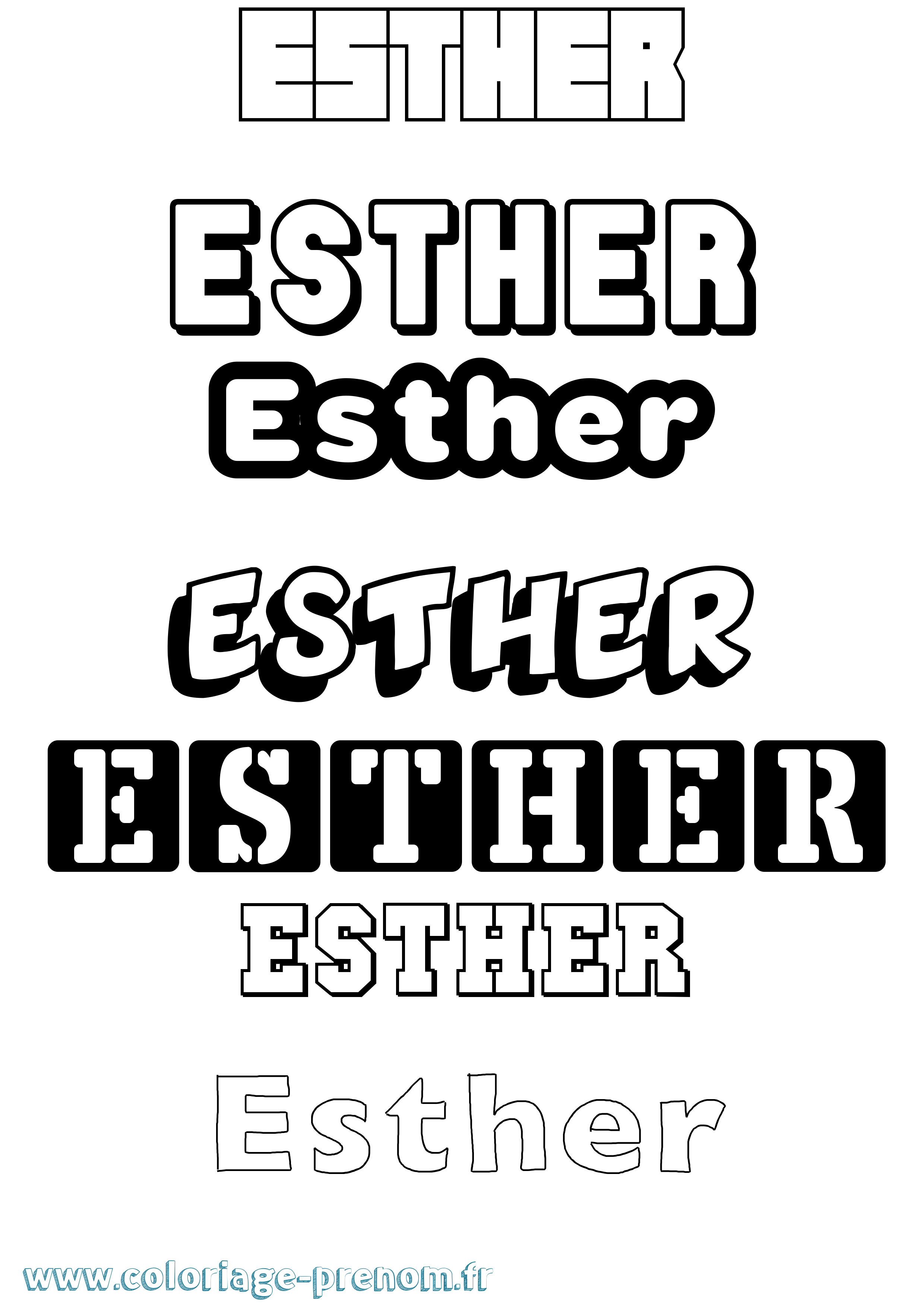 Coloriage prénom Esther Simple