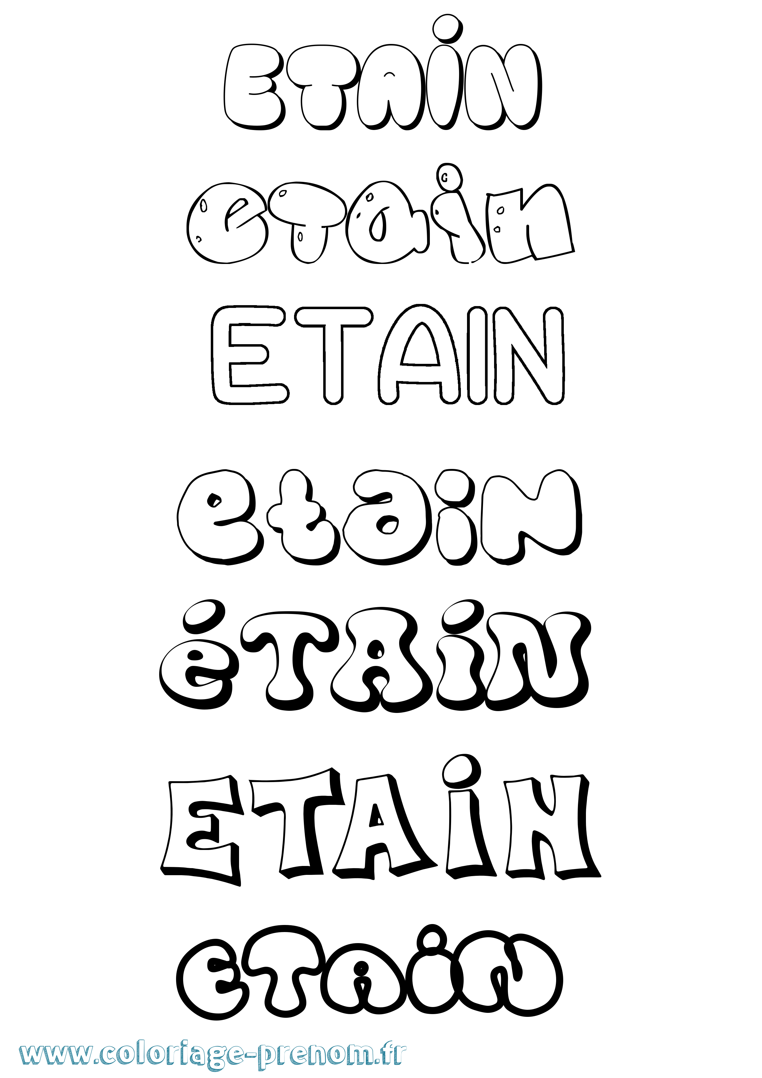 Coloriage Étaín Bubble Coloriage prénom Étaín Bubble