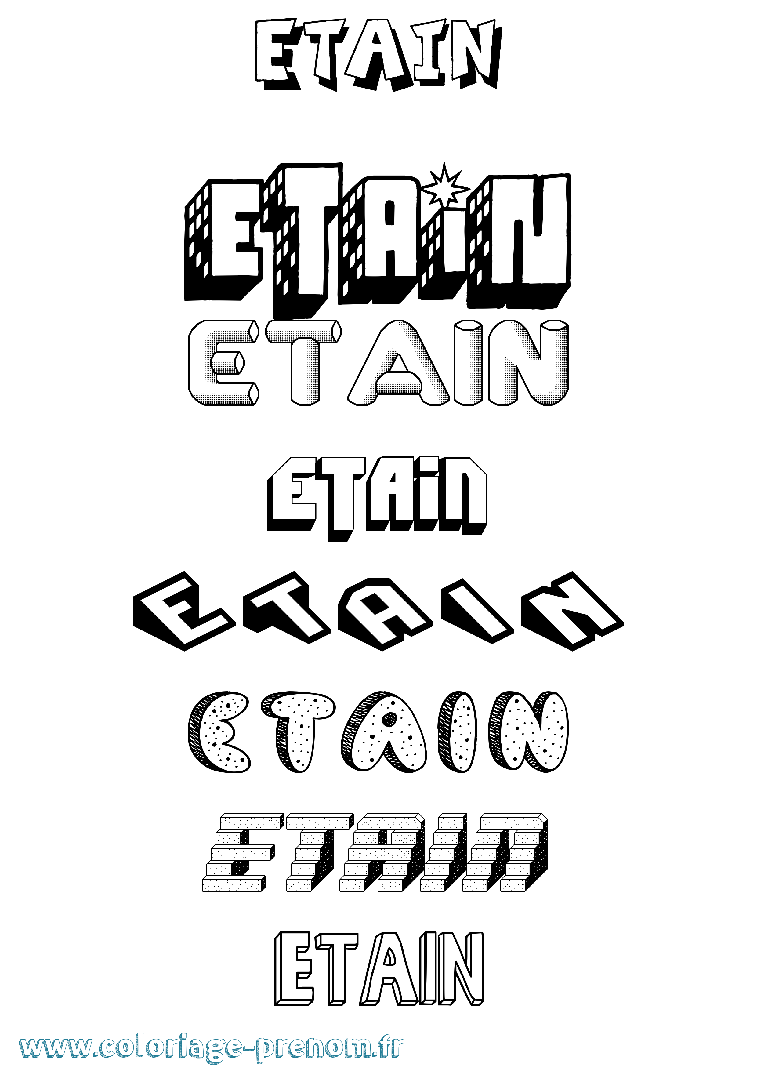 Coloriage Étaín Effet 3D Coloriage prénom Étaín Effet 3D