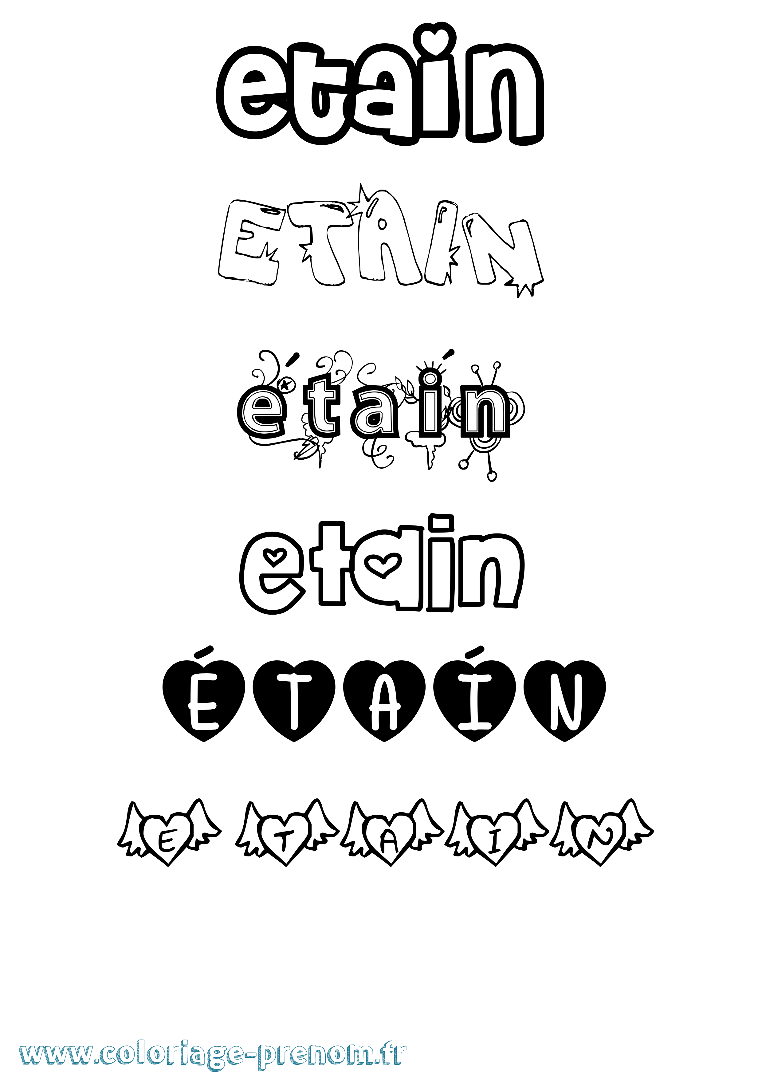 Coloriage Étaín Girly Coloriage prénom Étaín Girly
