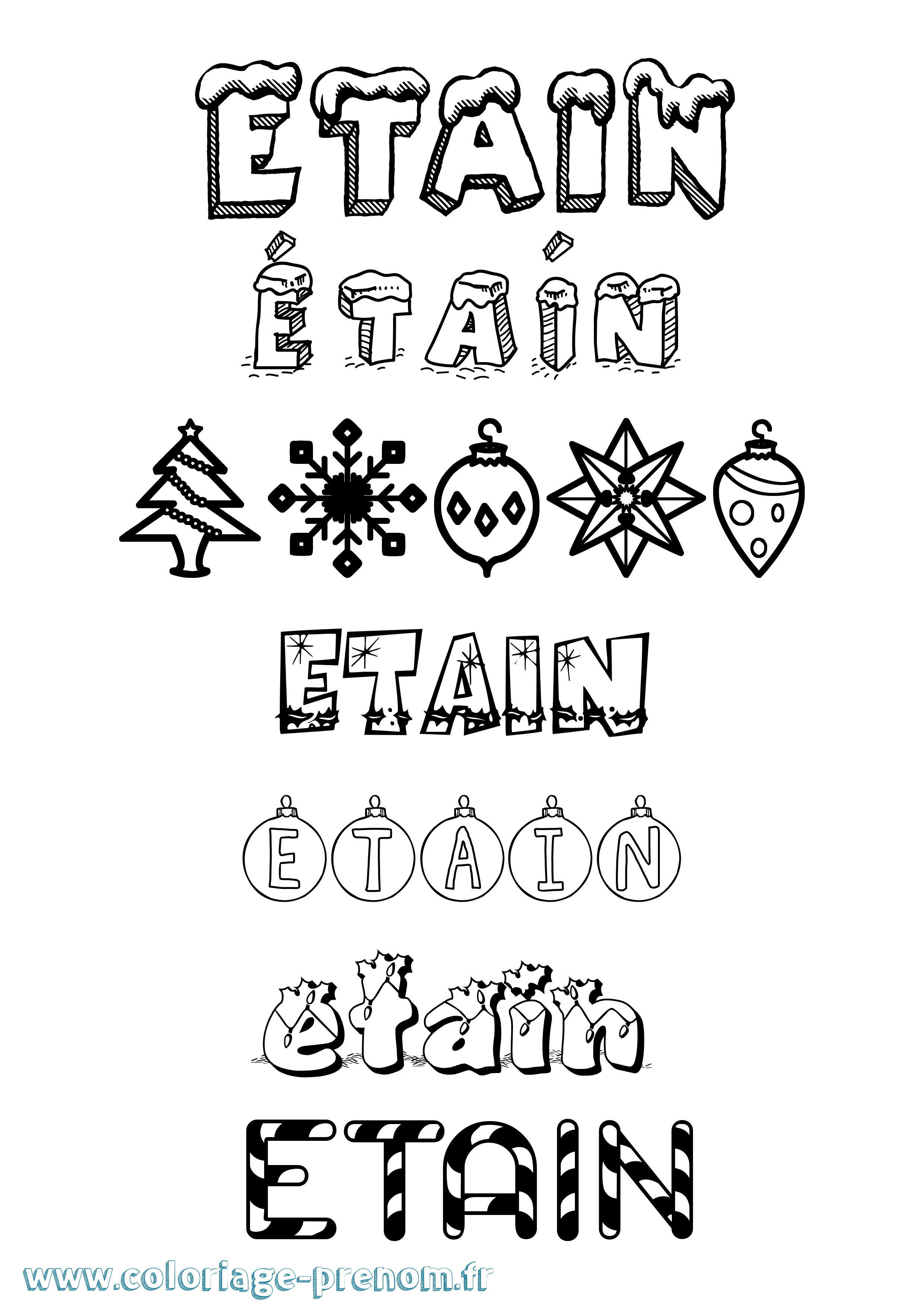Coloriage Étaín Noël Coloriage prénom Étaín Noël
