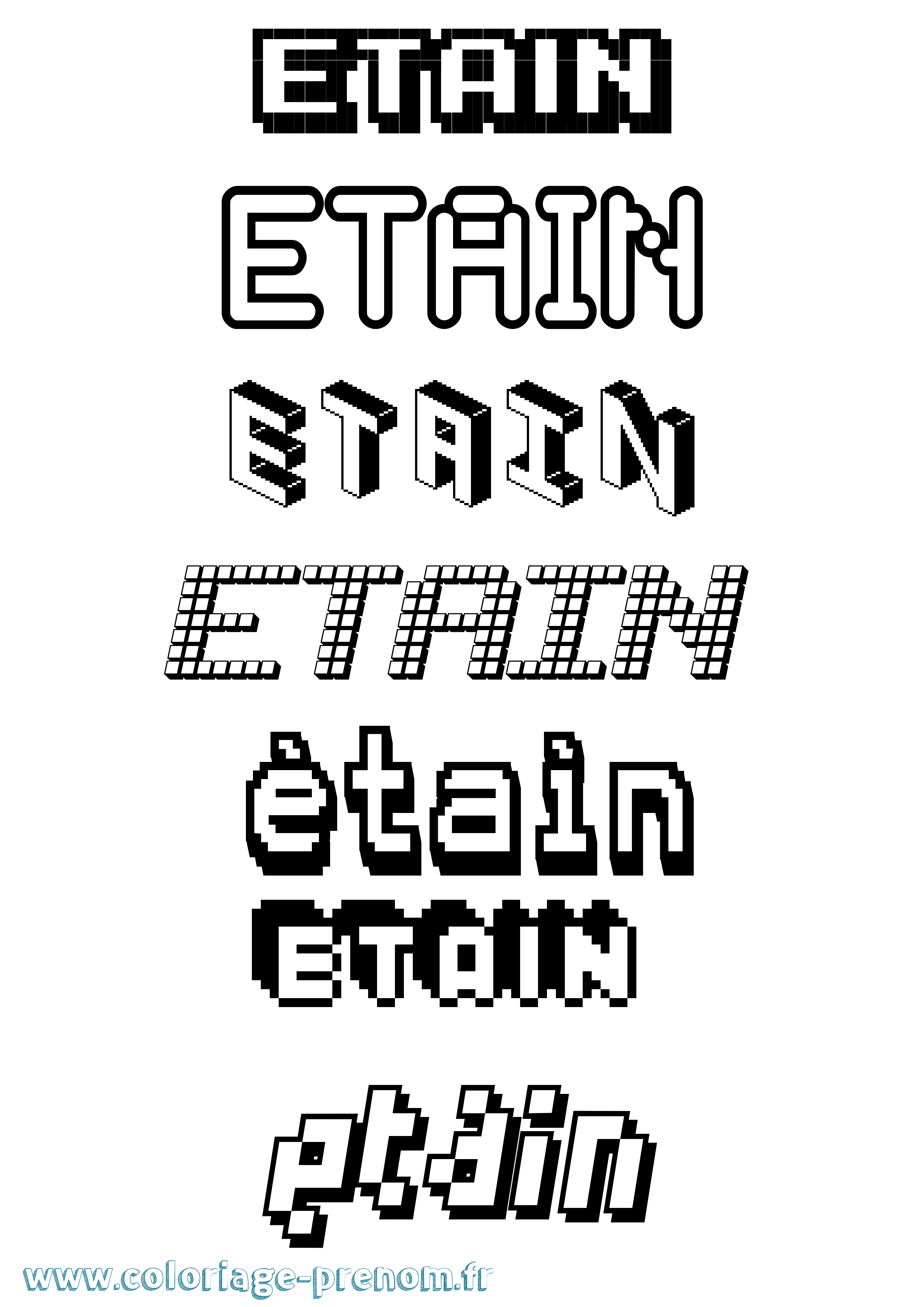 Coloriage prénom Étaín Pixel