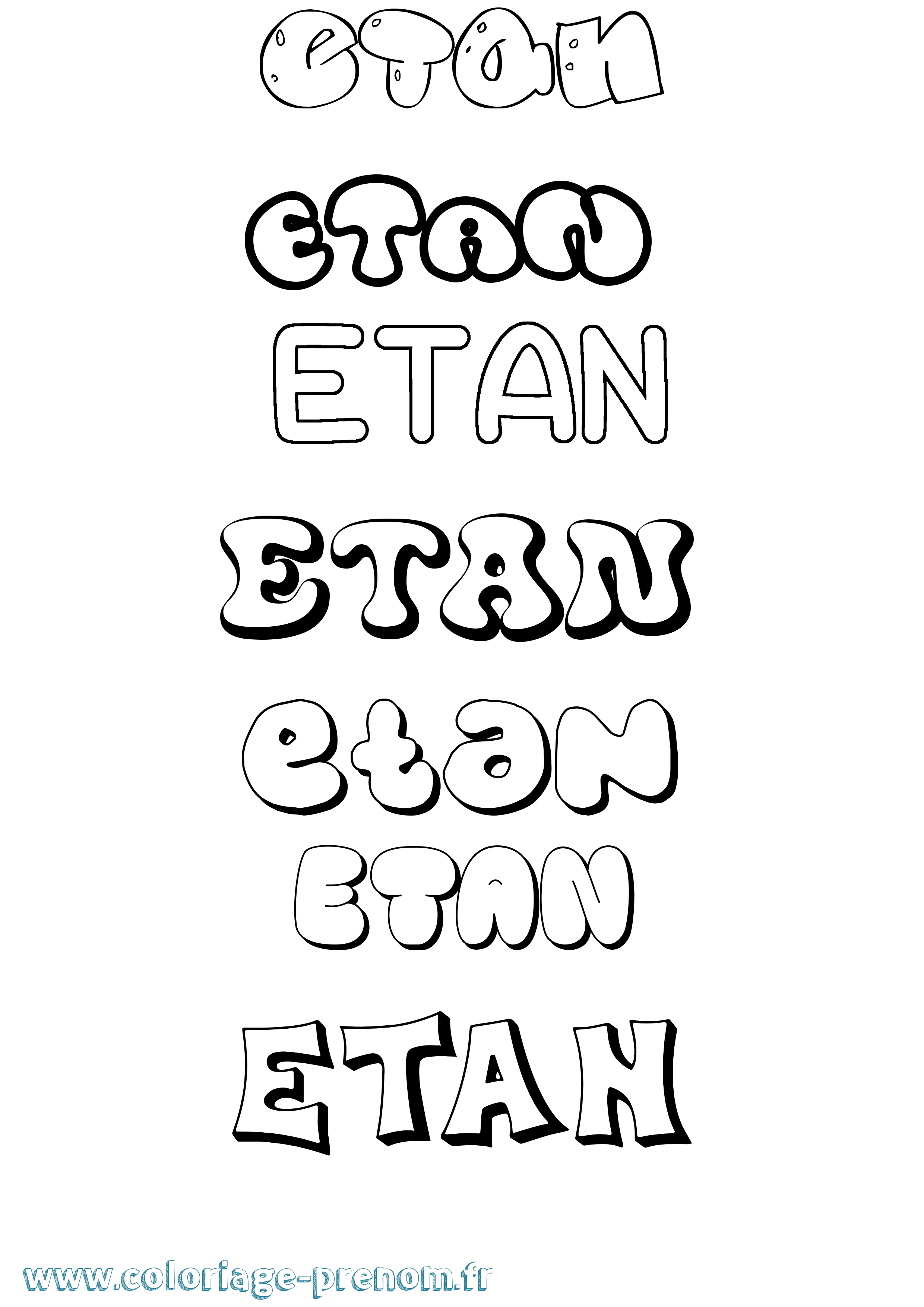Coloriage prénom Etan Bubble
