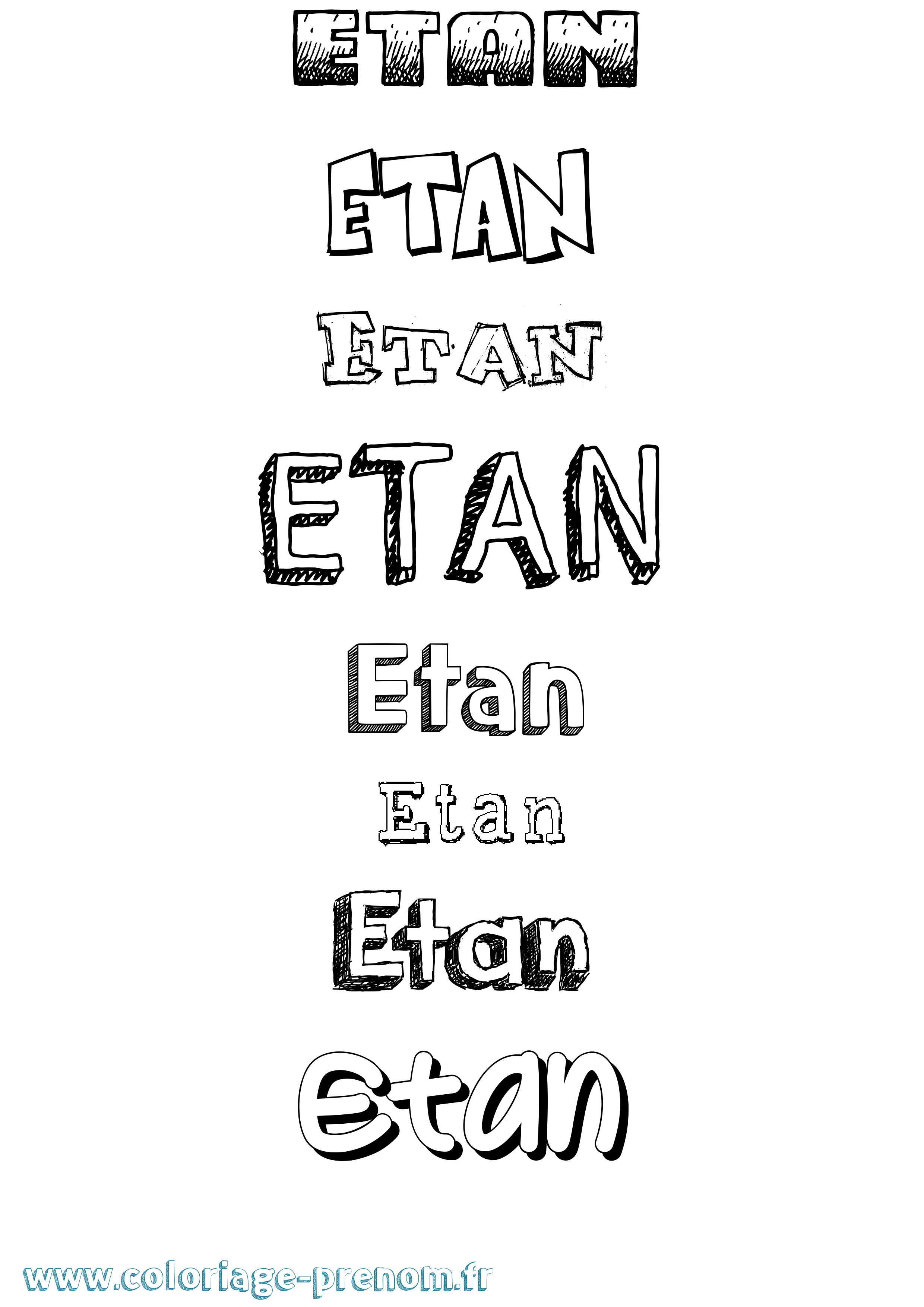 Coloriage prénom Etan Dessiné