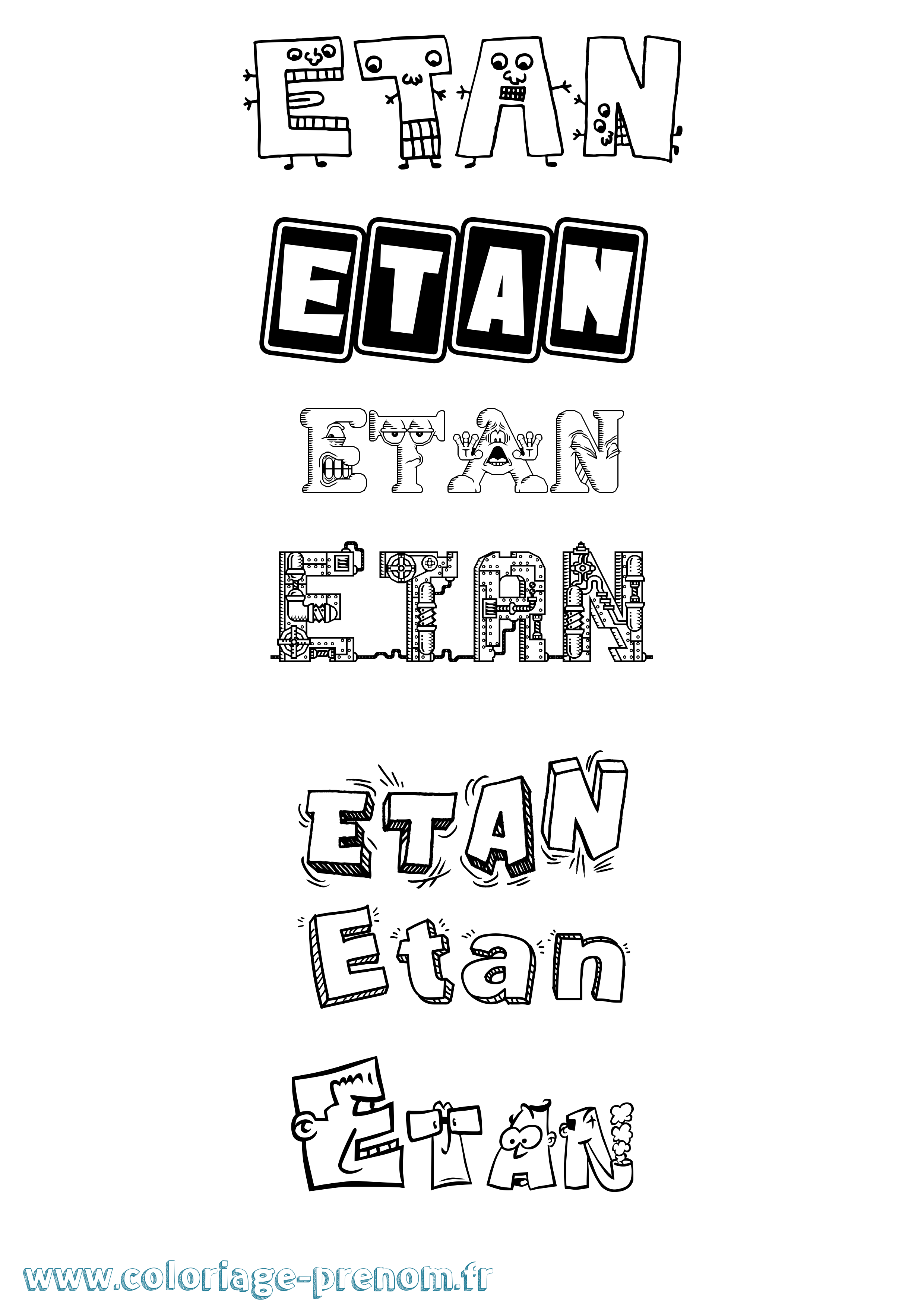 Coloriage prénom Etan Fun