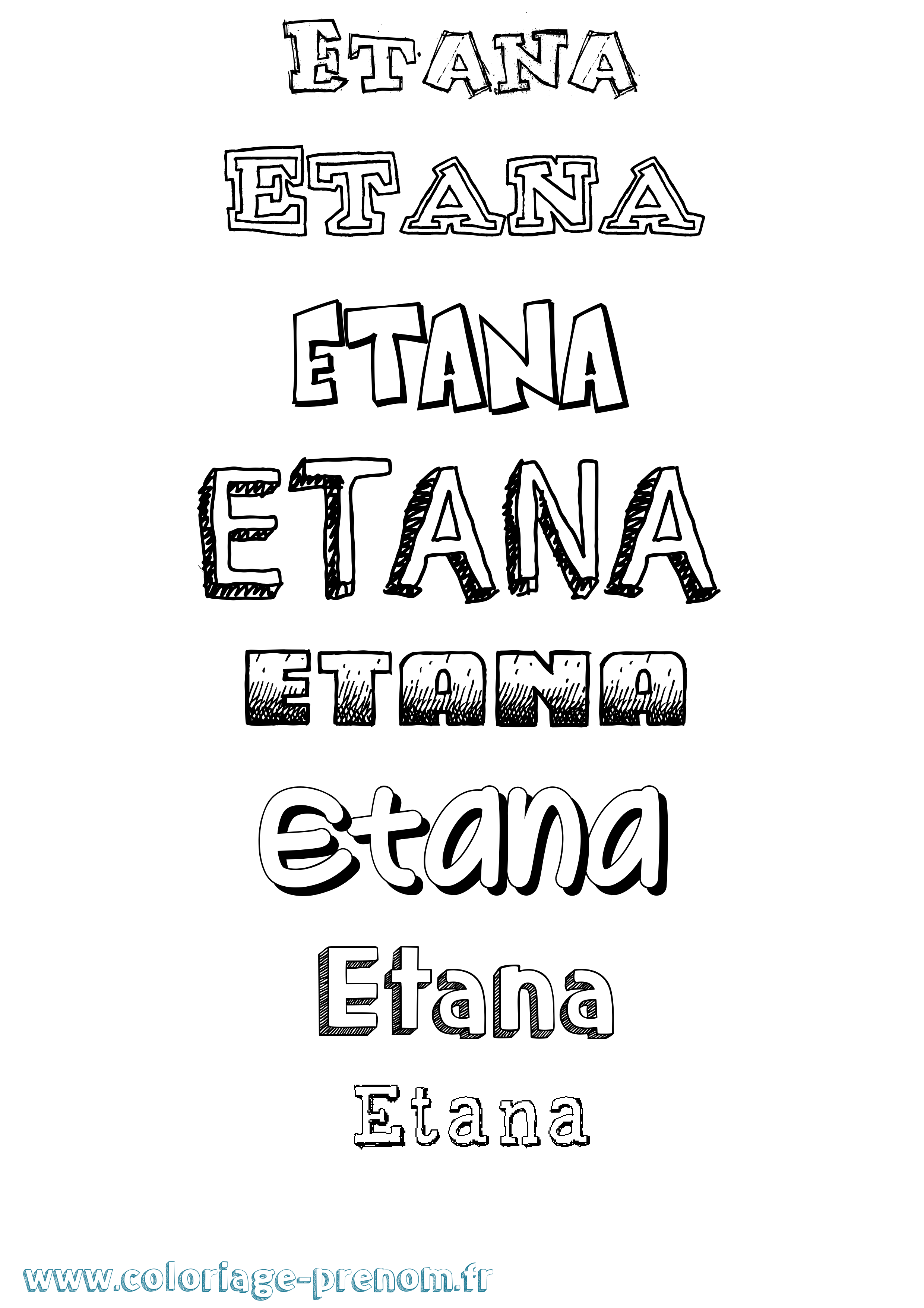 Coloriage prénom Etana Dessiné