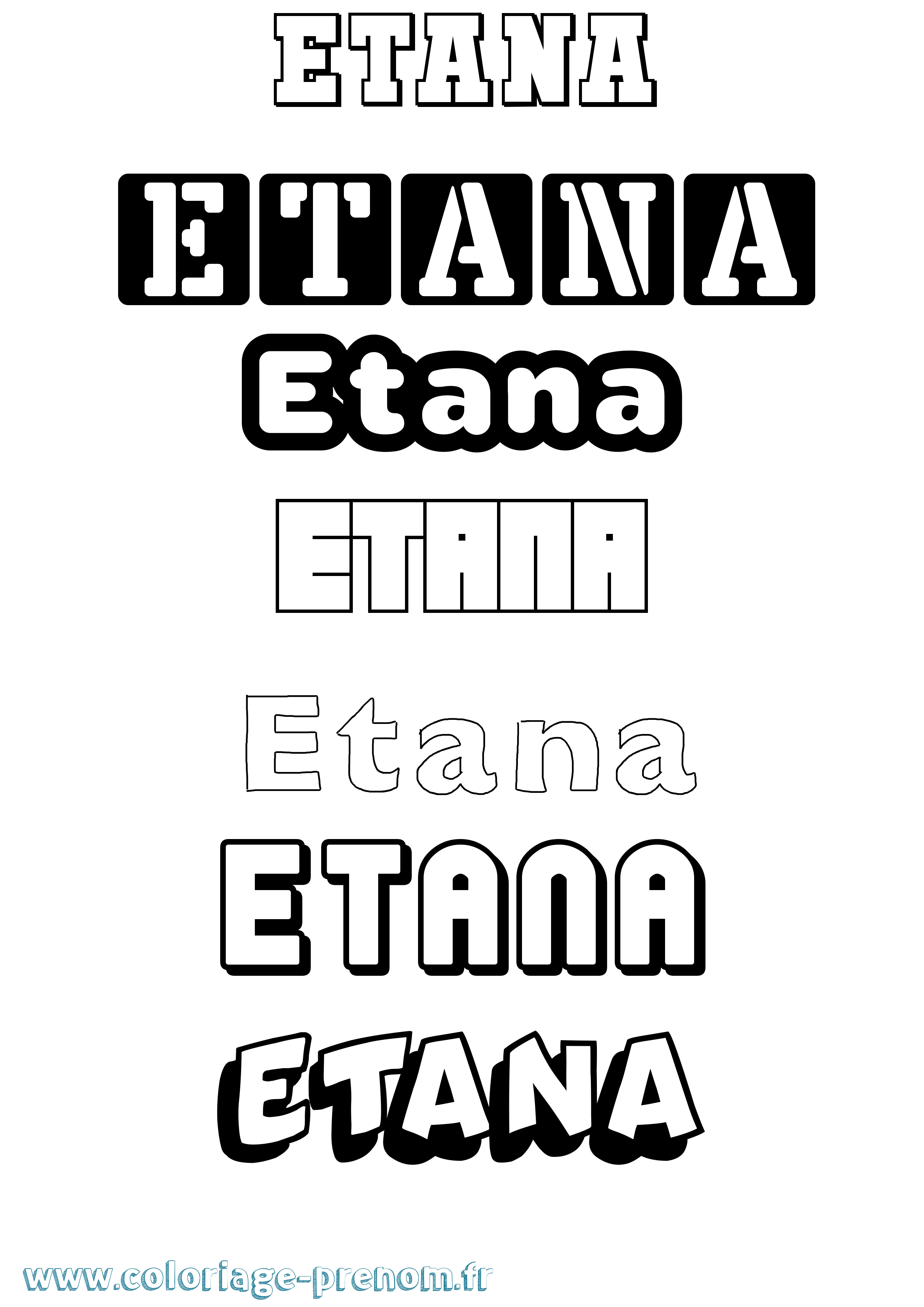 Coloriage prénom Etana Simple
