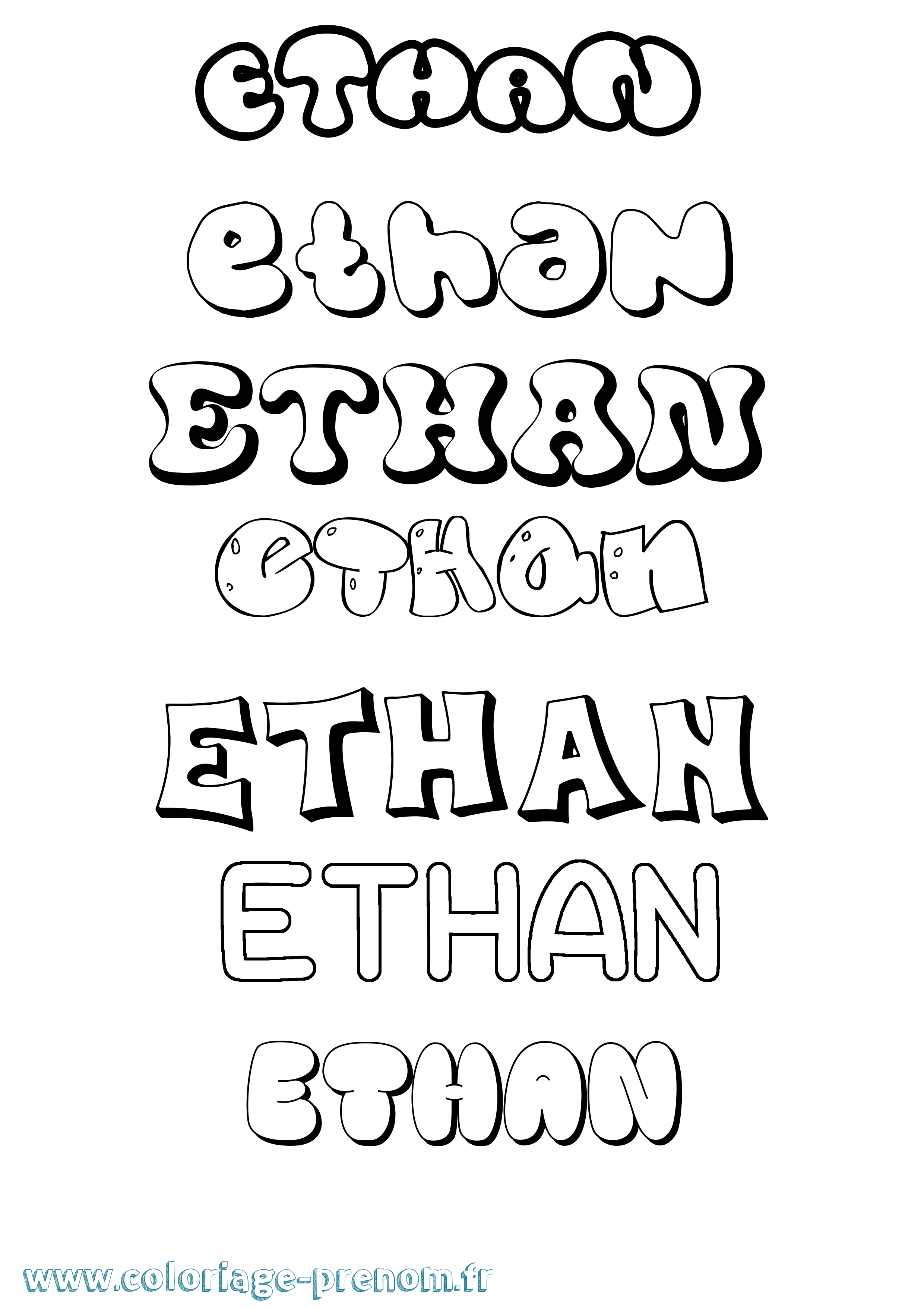 Coloriage prénom Ethan Bubble