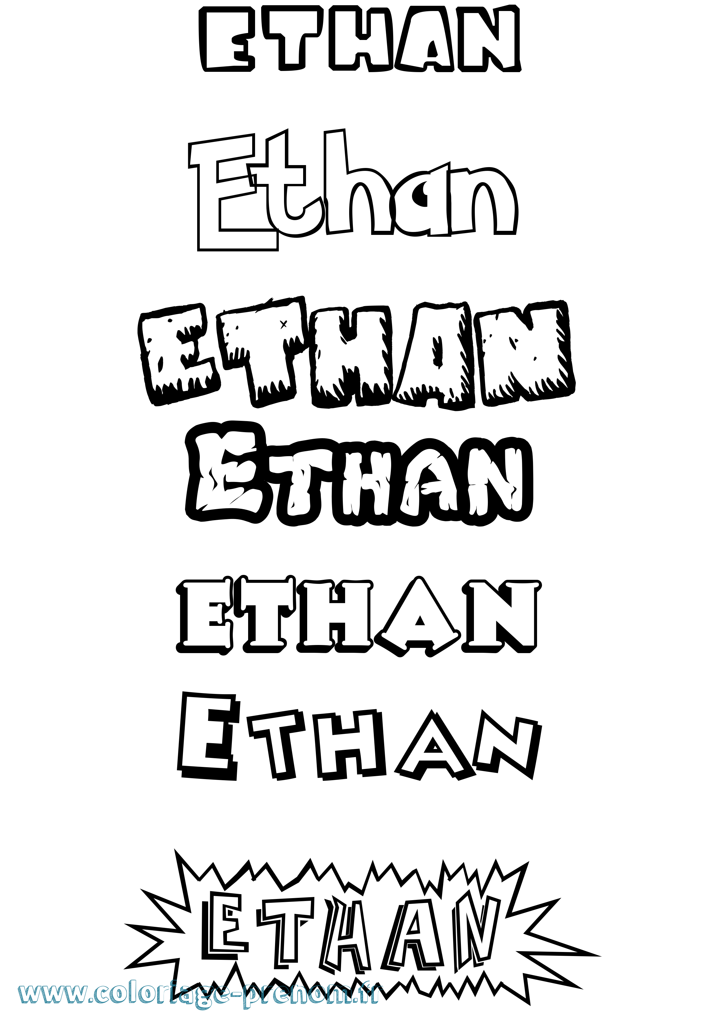 Coloriage prénom Ethan Dessin Animé