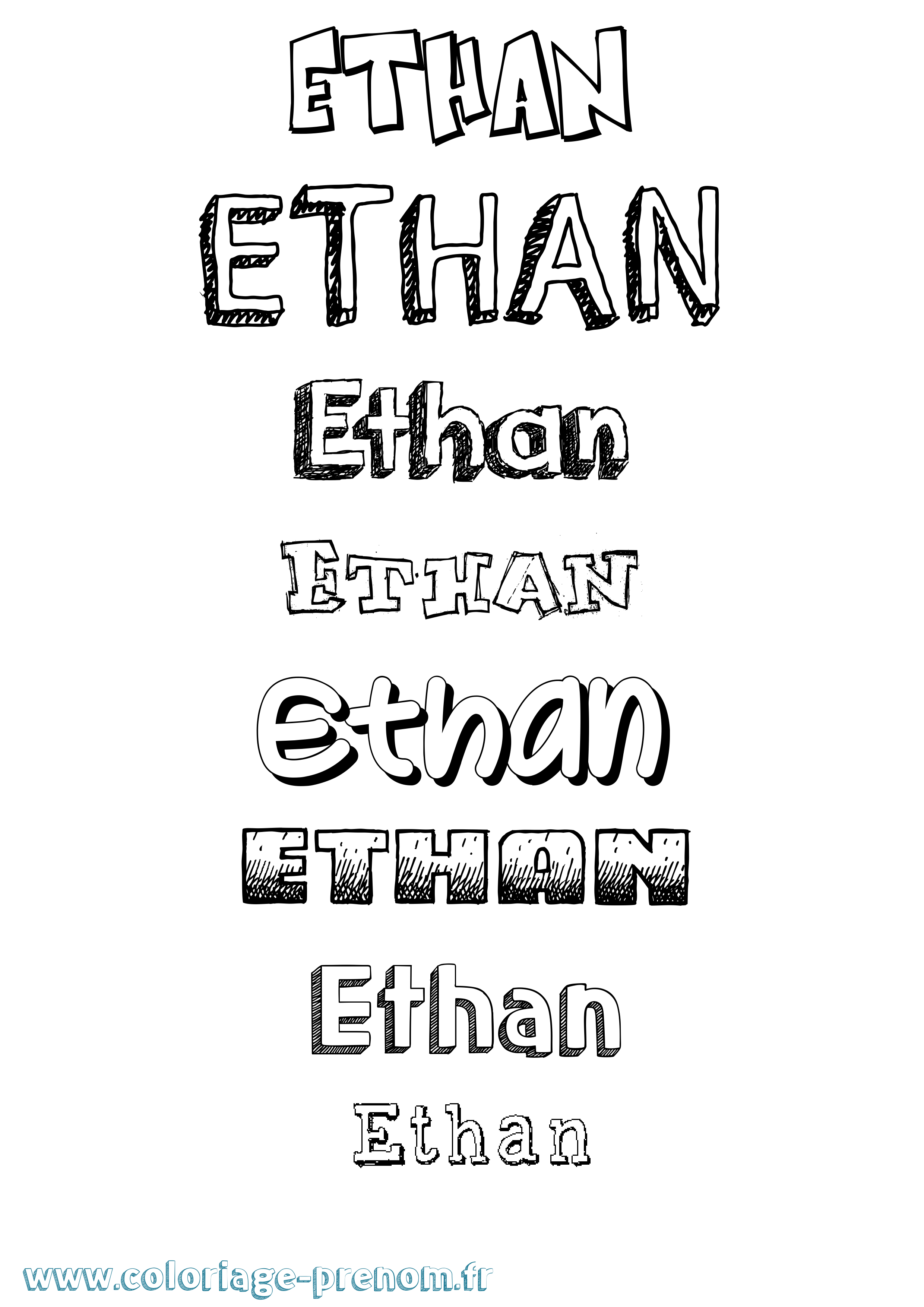 Coloriage prénom Ethan Dessiné