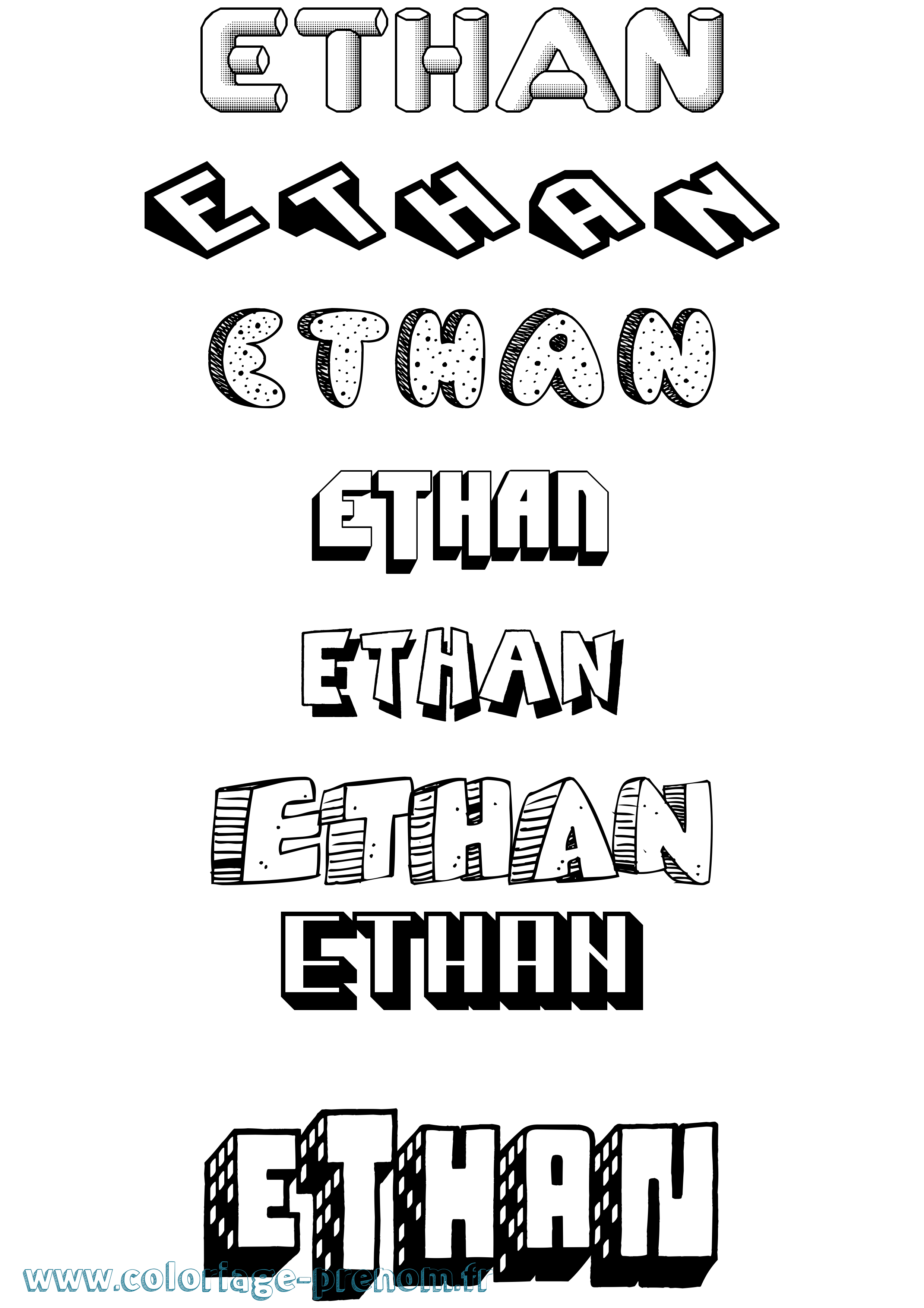 Coloriage prénom Ethan