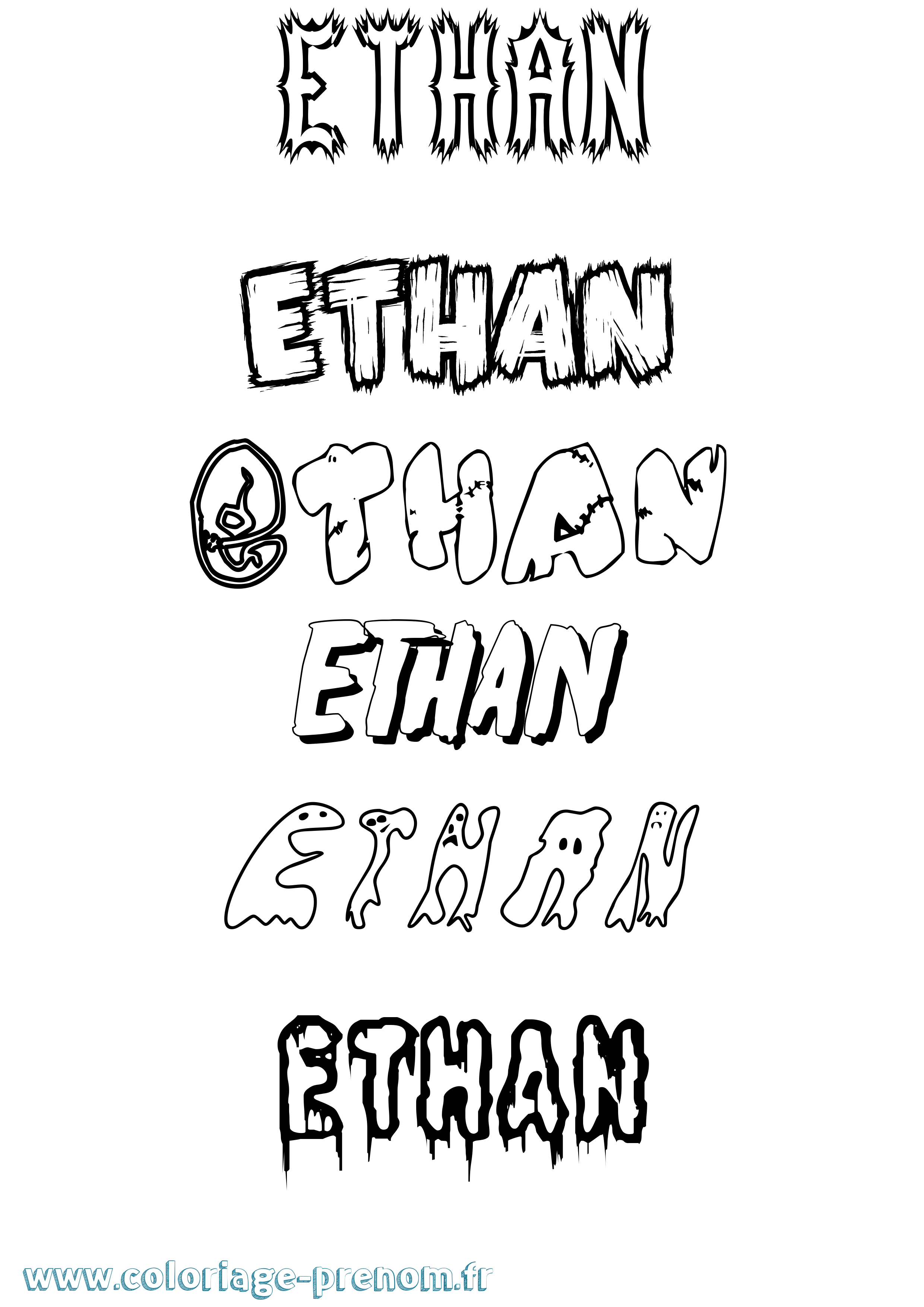 Coloriage prénom Ethan Frisson