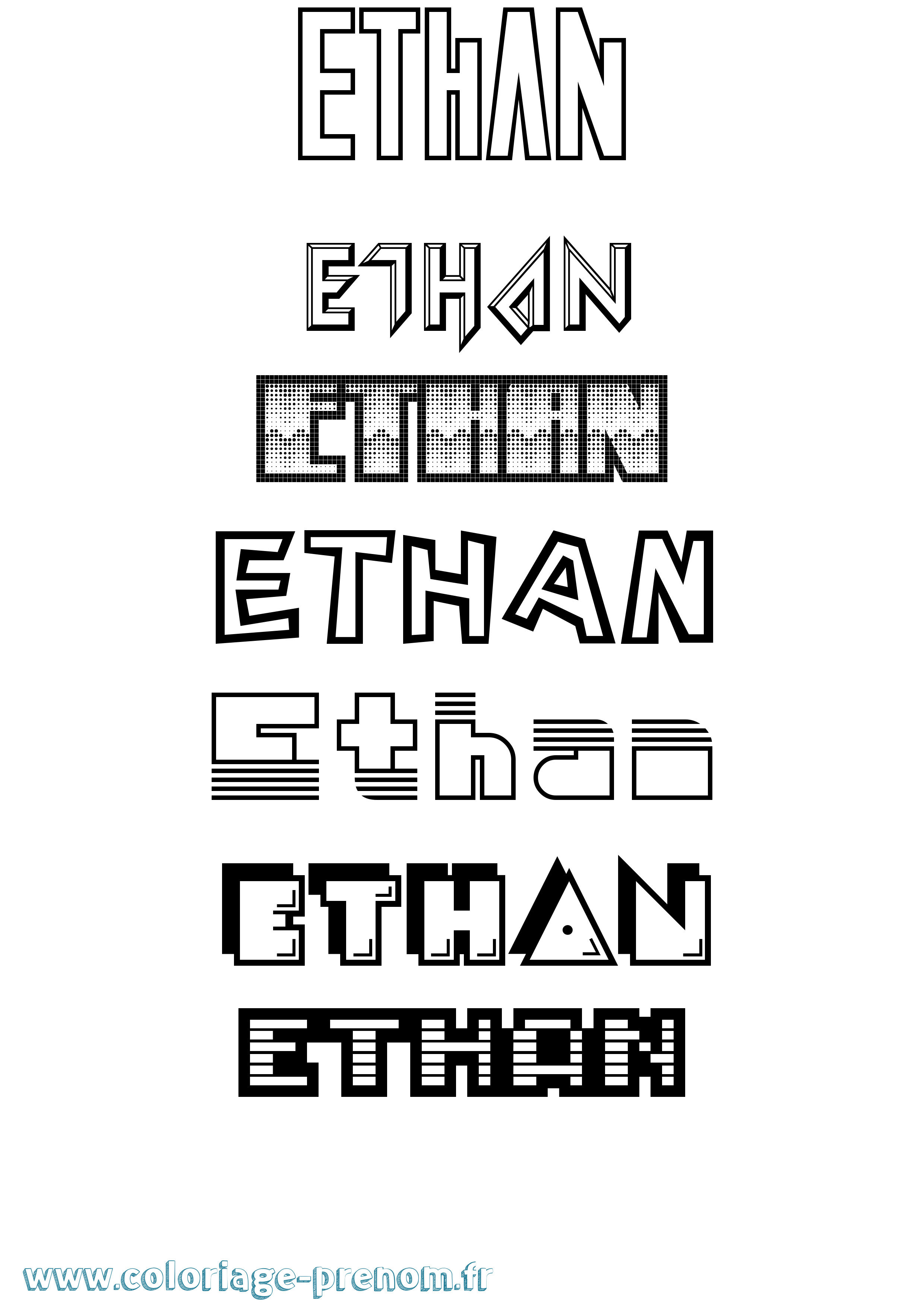 Coloriage prénom Ethan