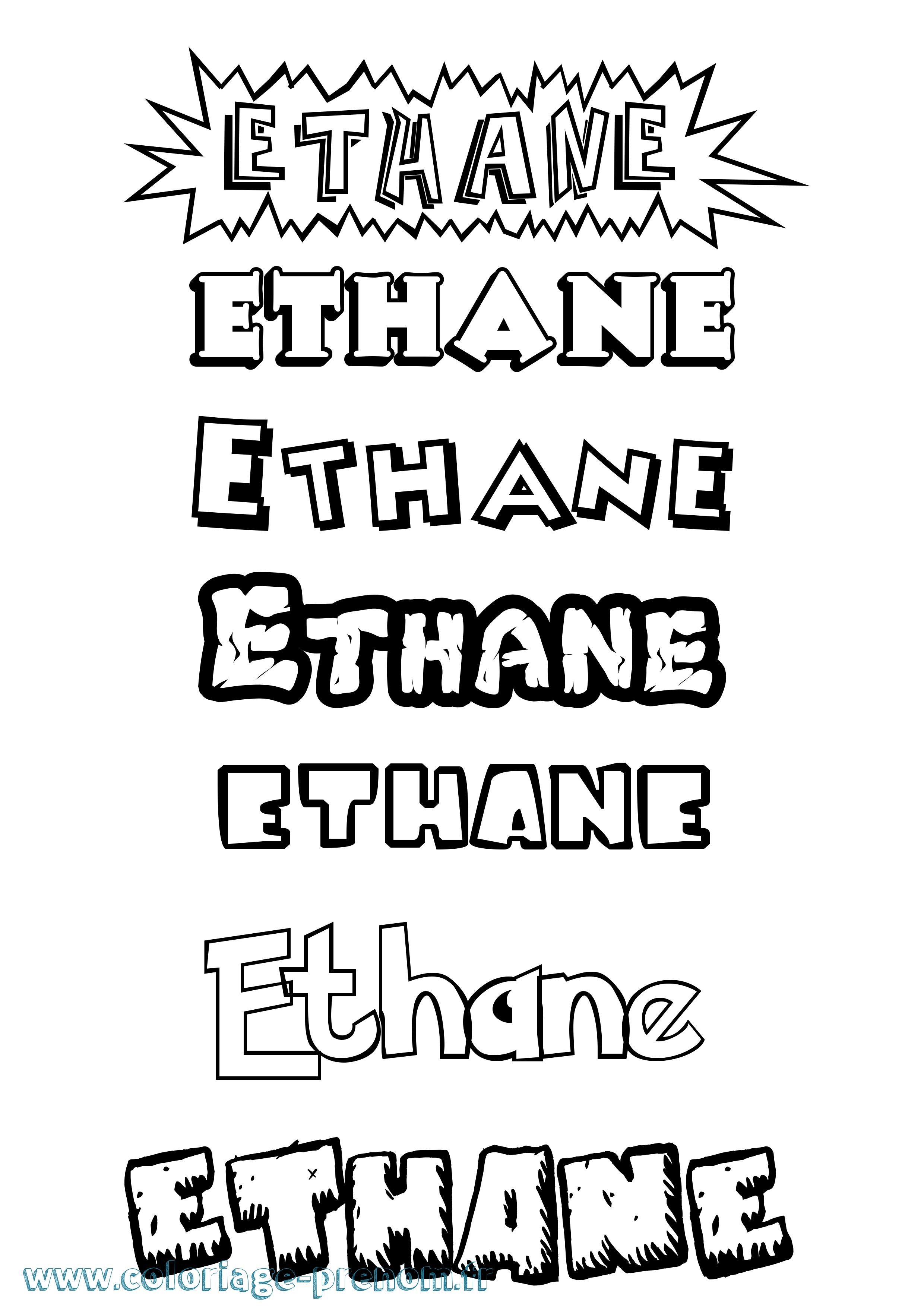 Coloriage prénom Ethane Dessin Animé
