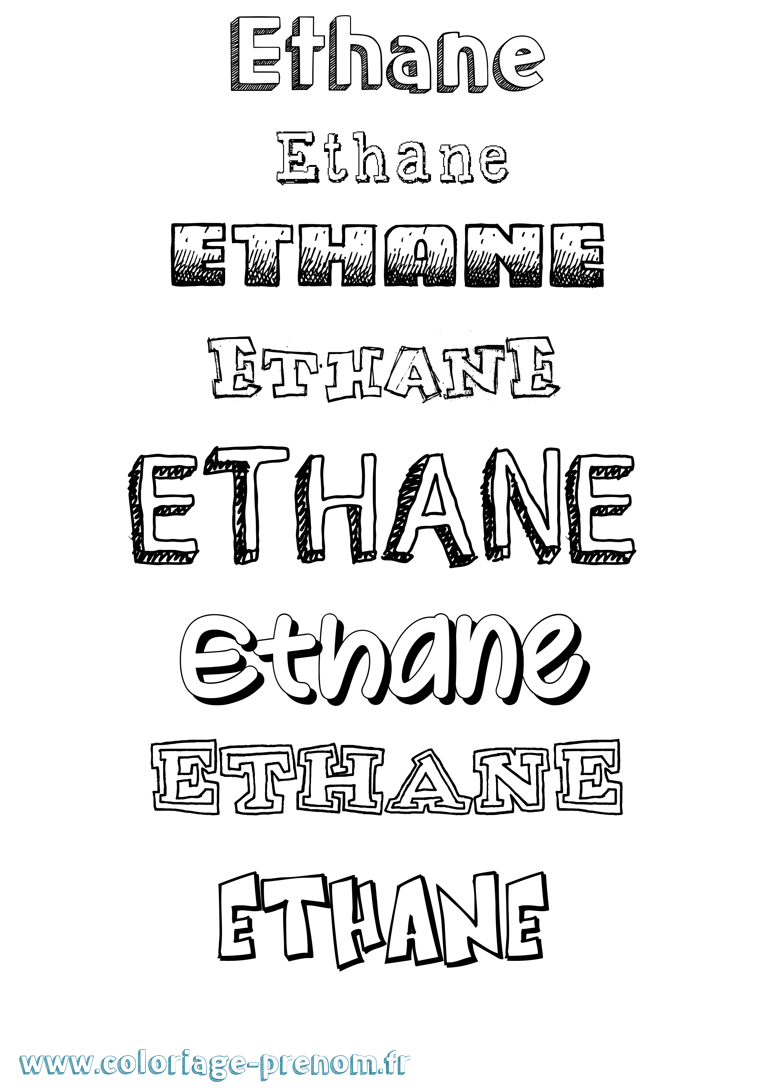 Coloriage prénom Ethane Dessiné
