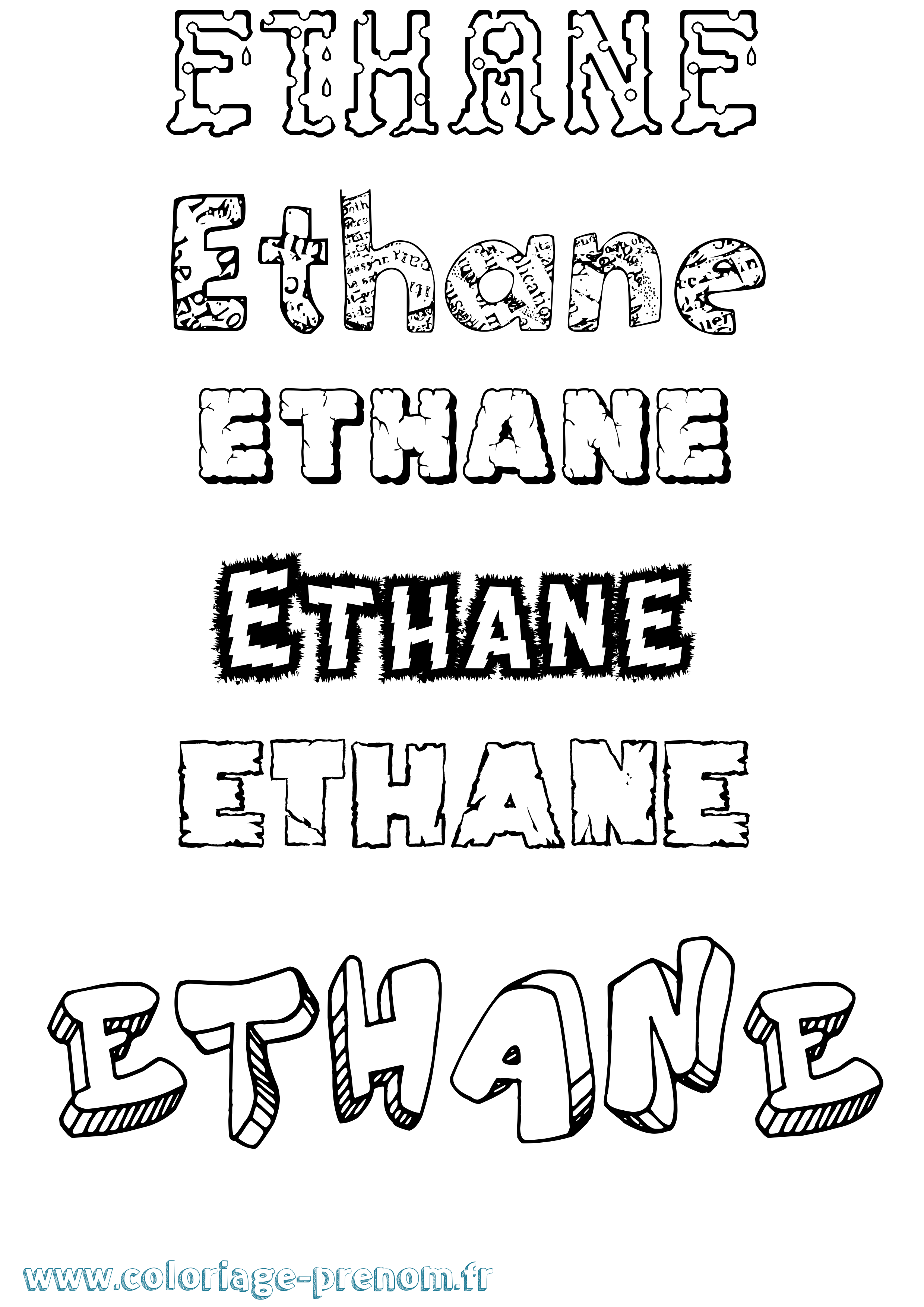 Coloriage prénom Ethane Destructuré