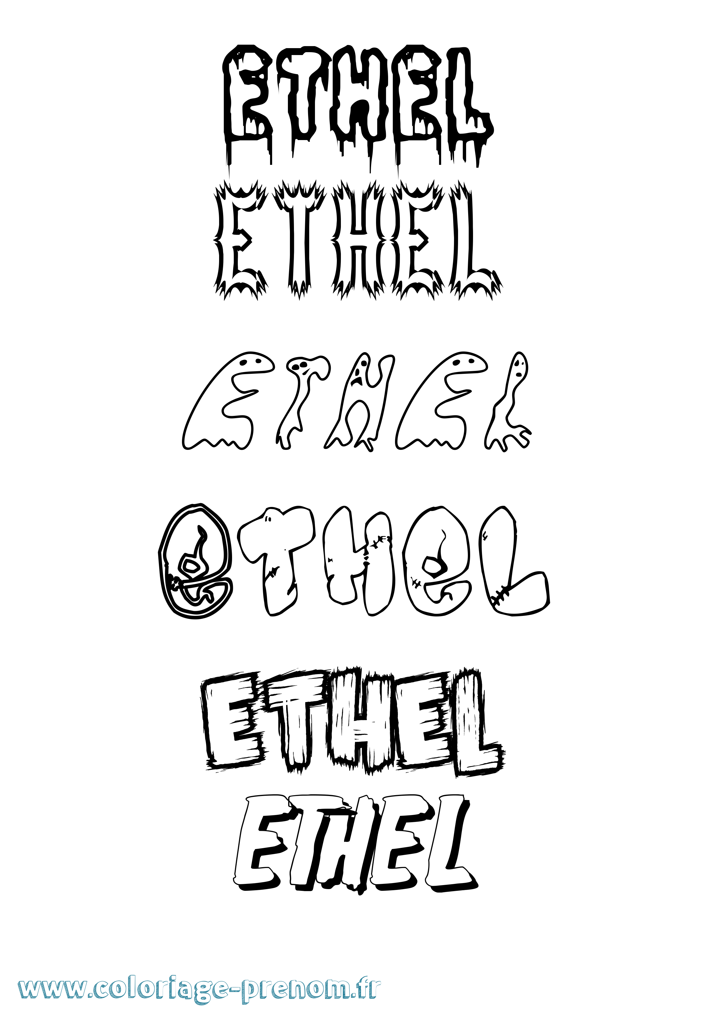 Coloriage prénom Ethel