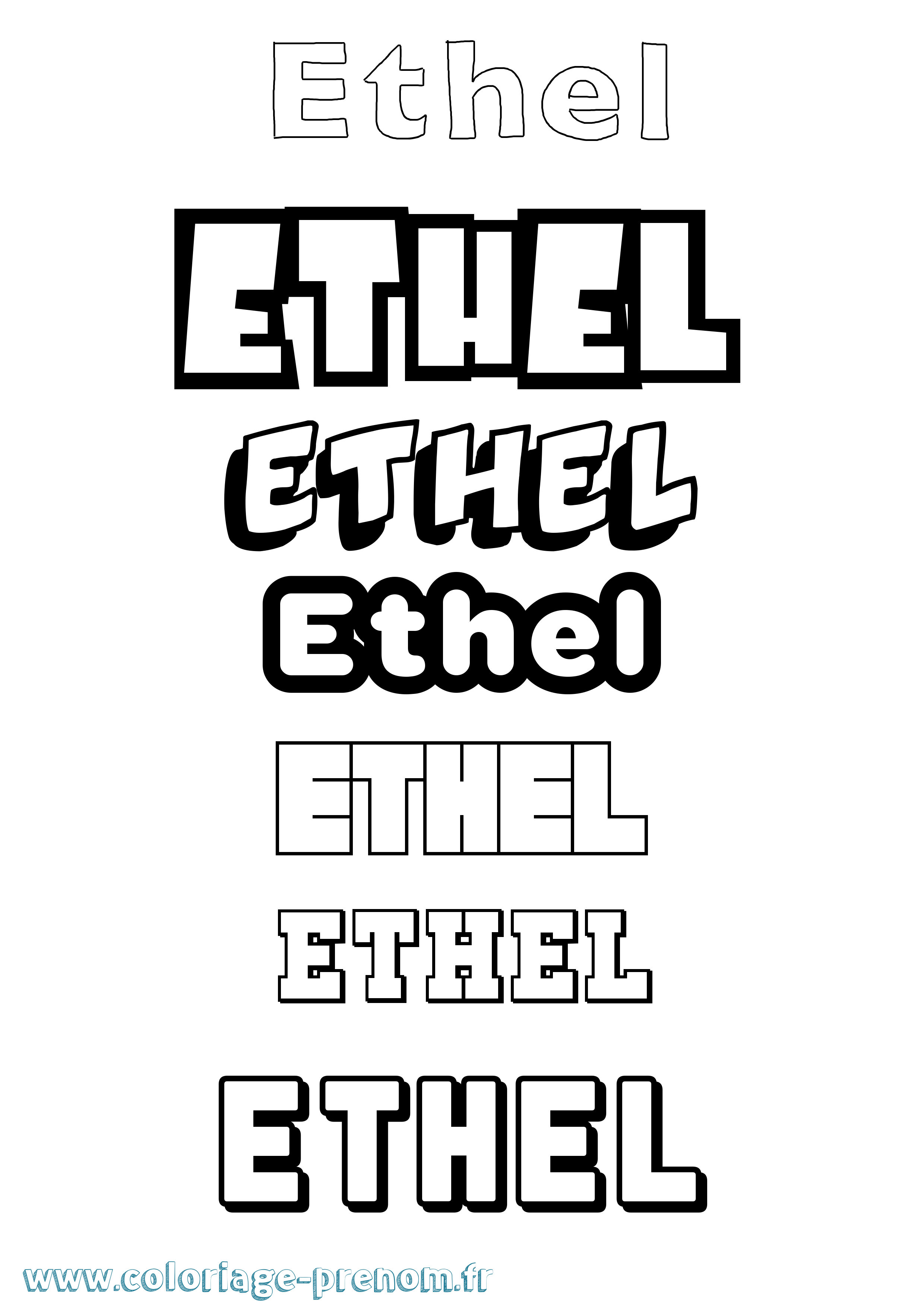 Coloriage prénom Ethel