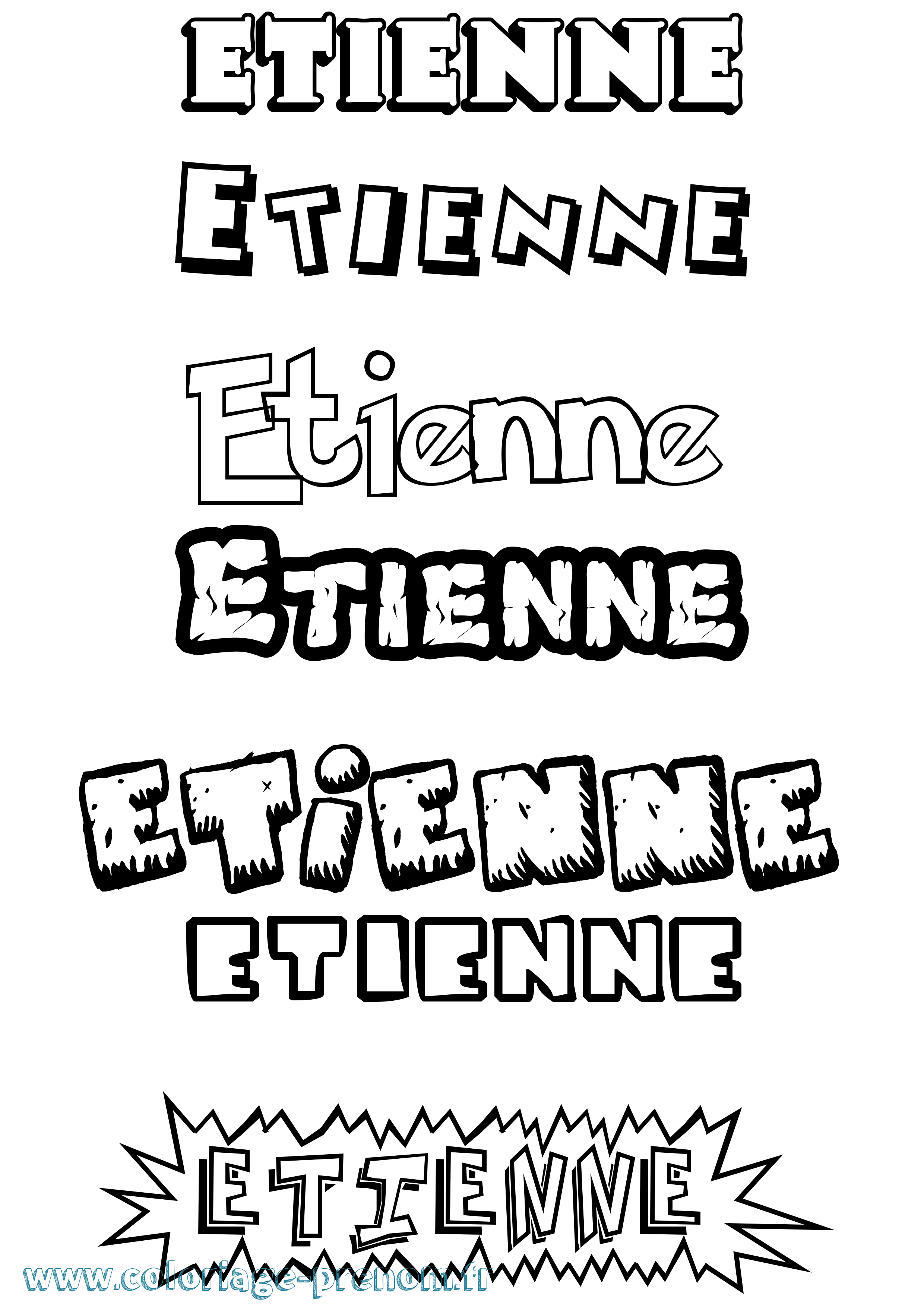 Coloriage prénom Etienne Dessin Animé
