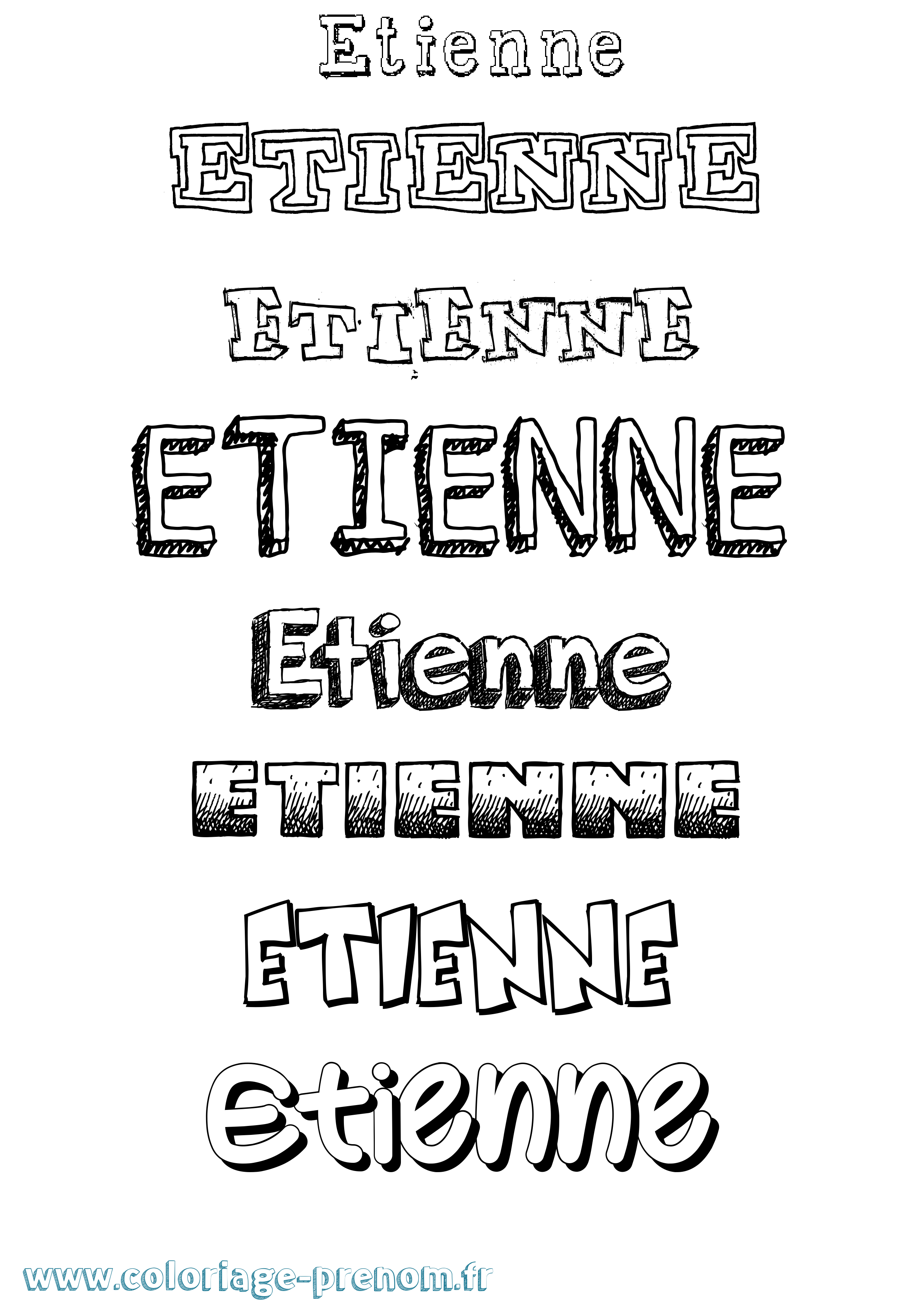Coloriage Etienne Dessiné Coloriage prénom Etienne Dessiné