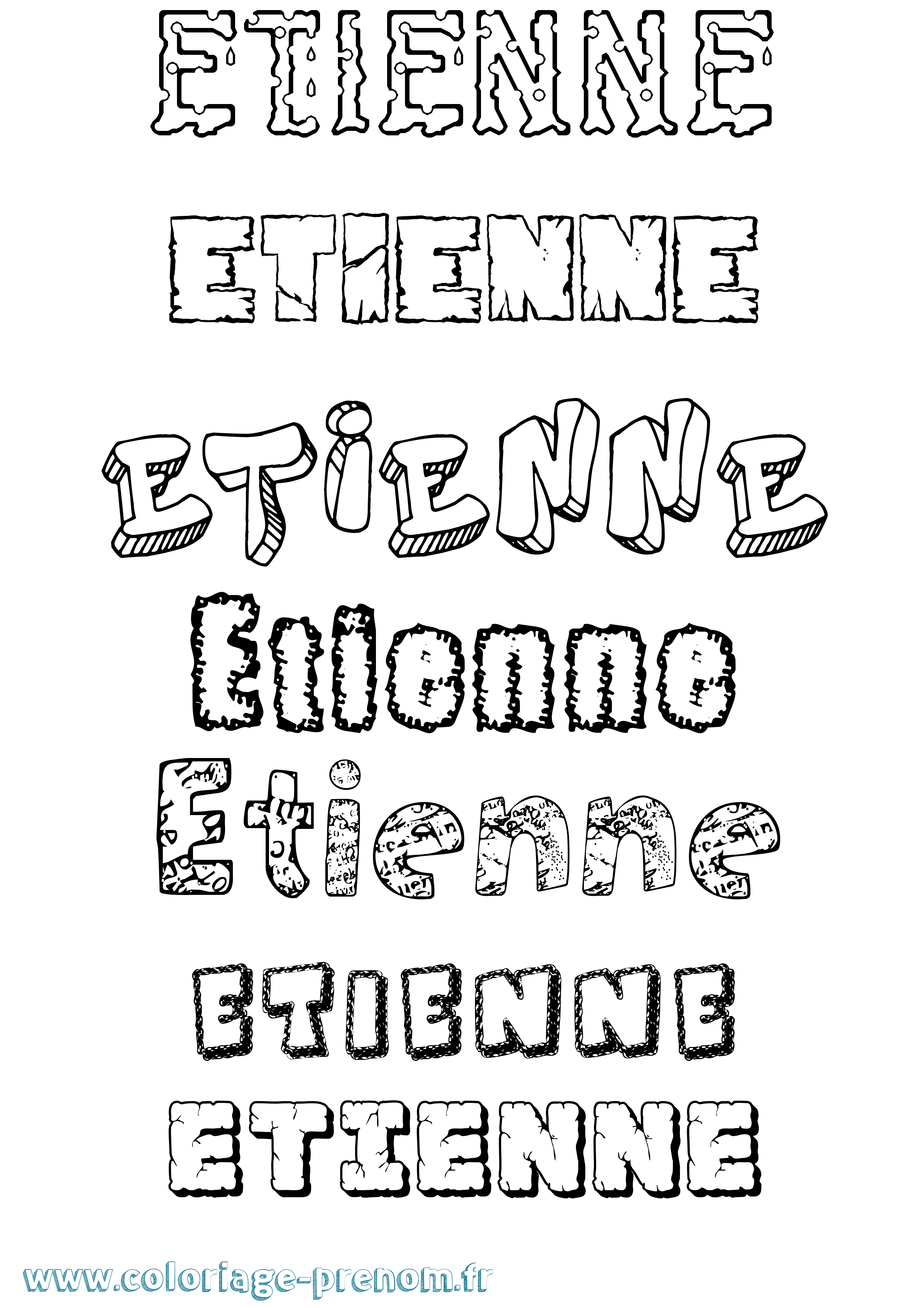 Coloriage prénom Etienne Destructuré
