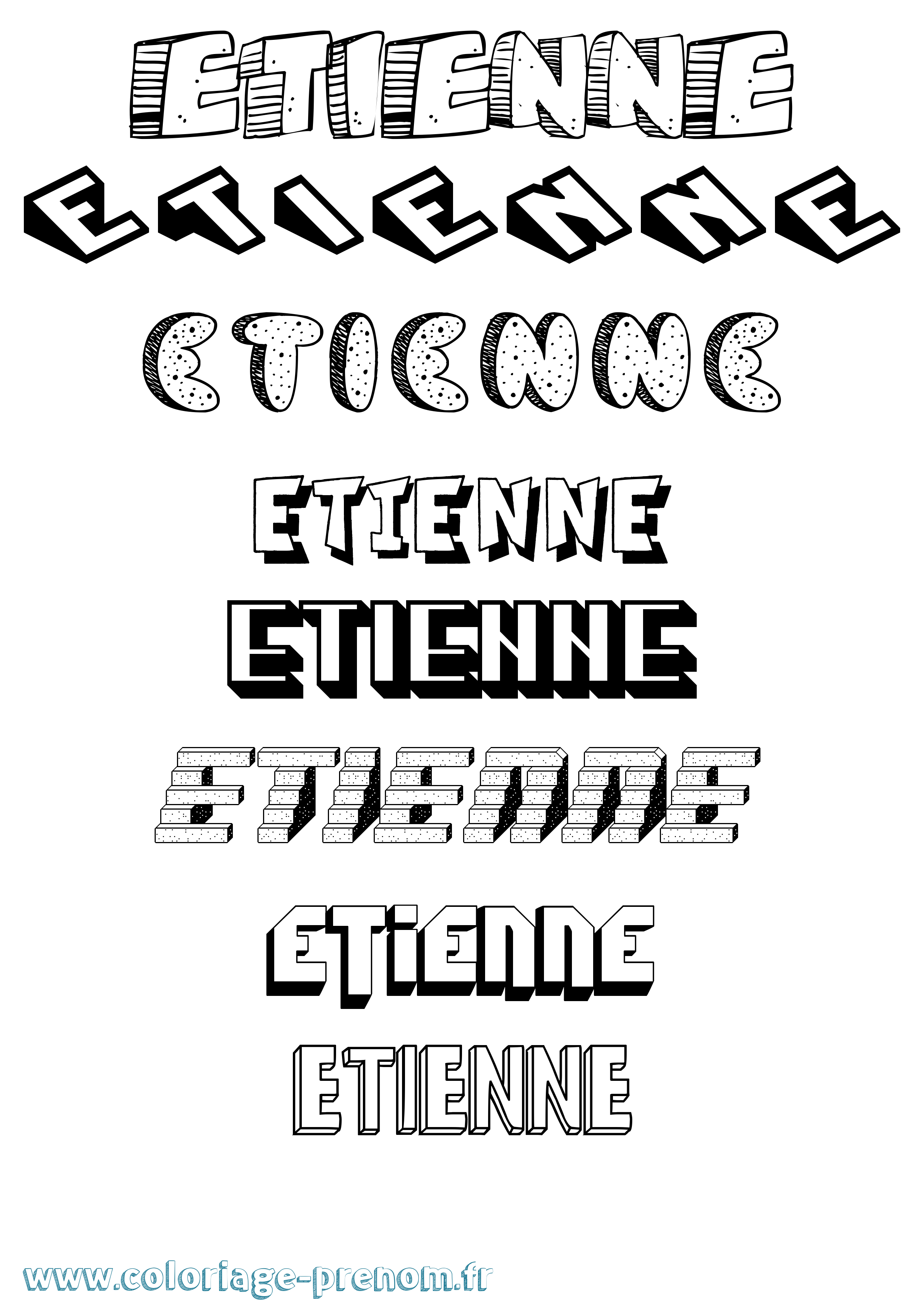 Coloriage Etienne Effet 3D Coloriage prénom Etienne Effet 3D