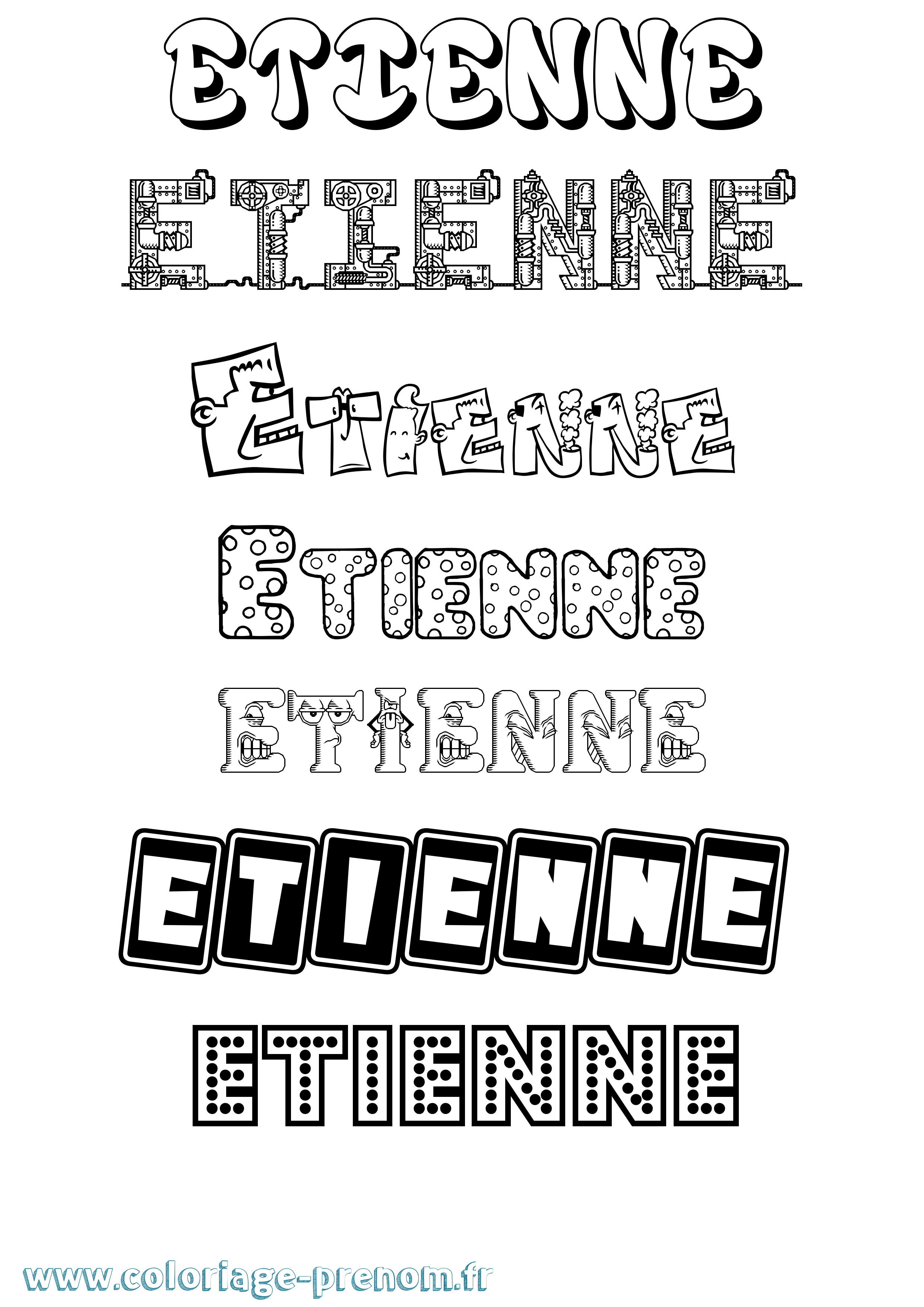 Coloriage Etienne Fun Coloriage prénom Etienne Fun