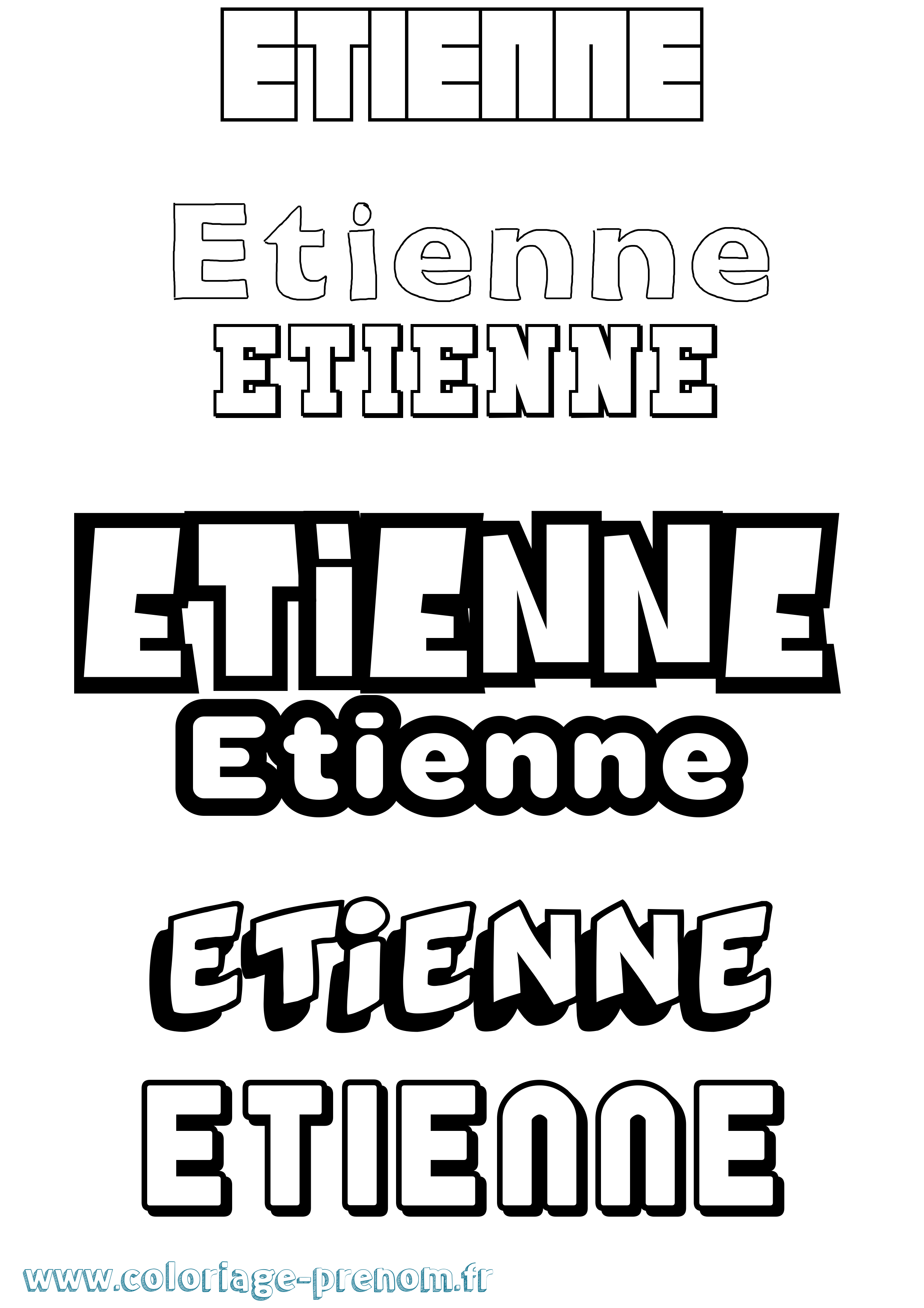 Coloriage prénom Etienne Simple