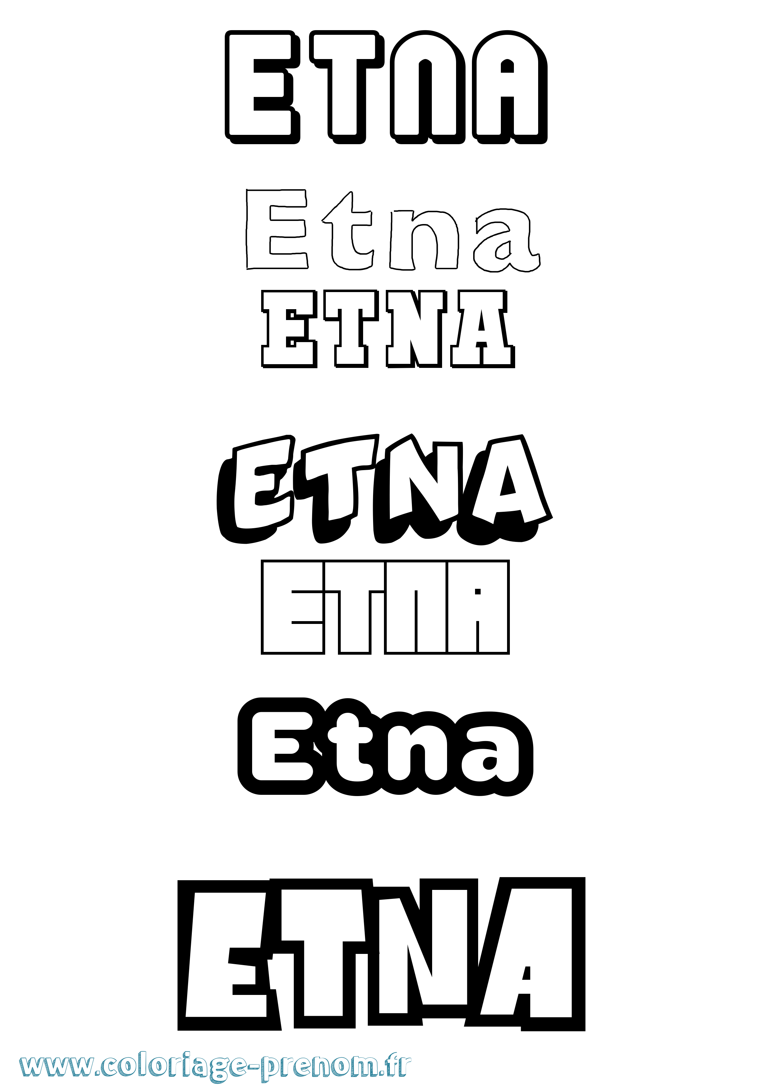 Coloriage prénom Etna Simple