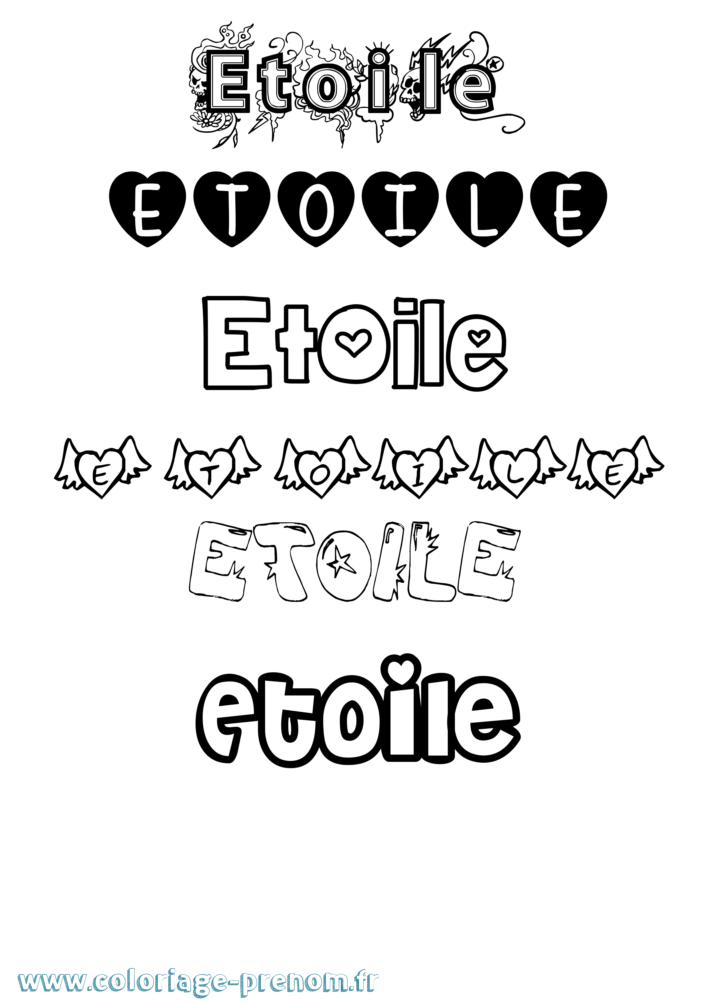 Coloriage prénom Etoile Girly