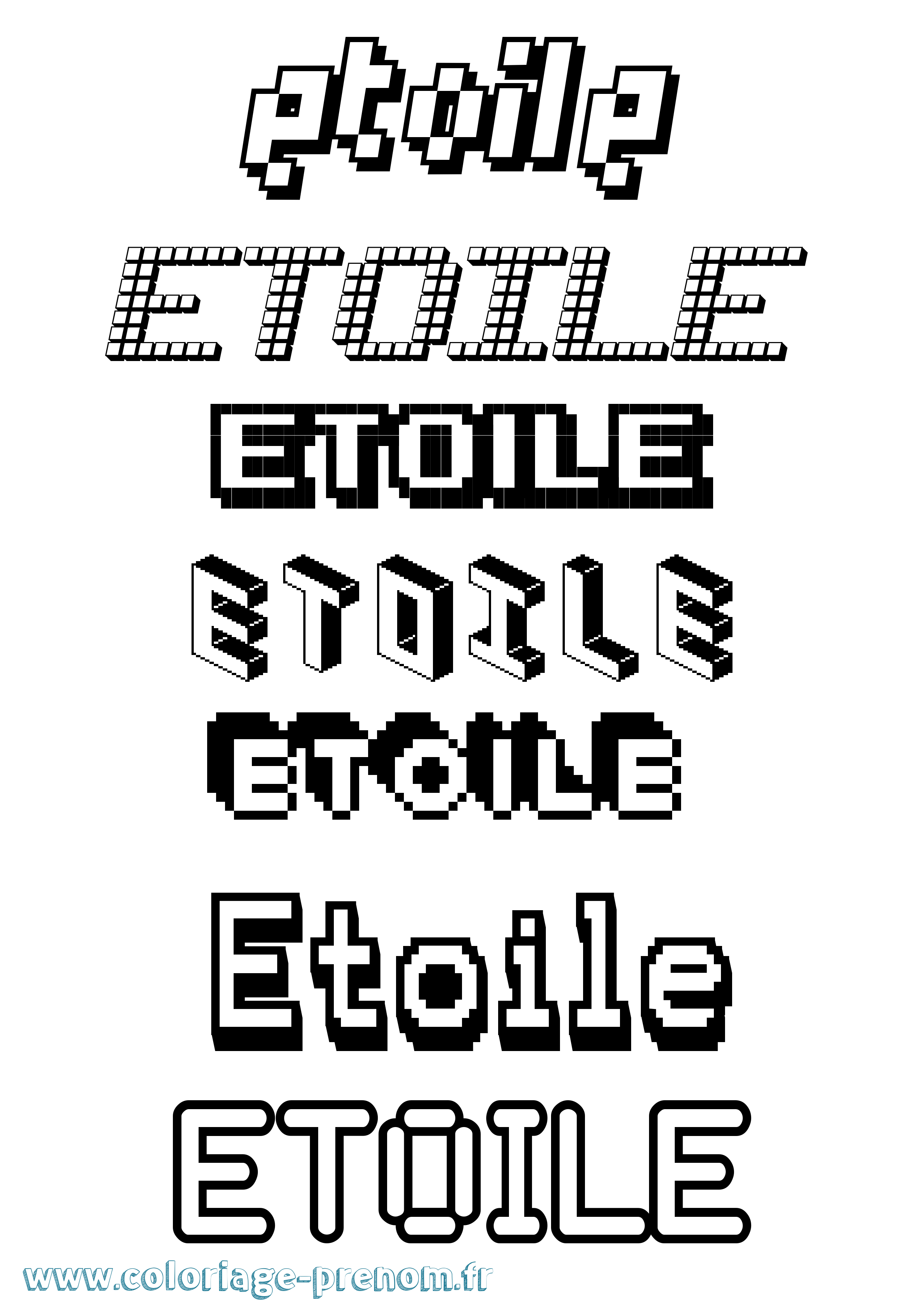 Coloriage prénom Etoile Pixel