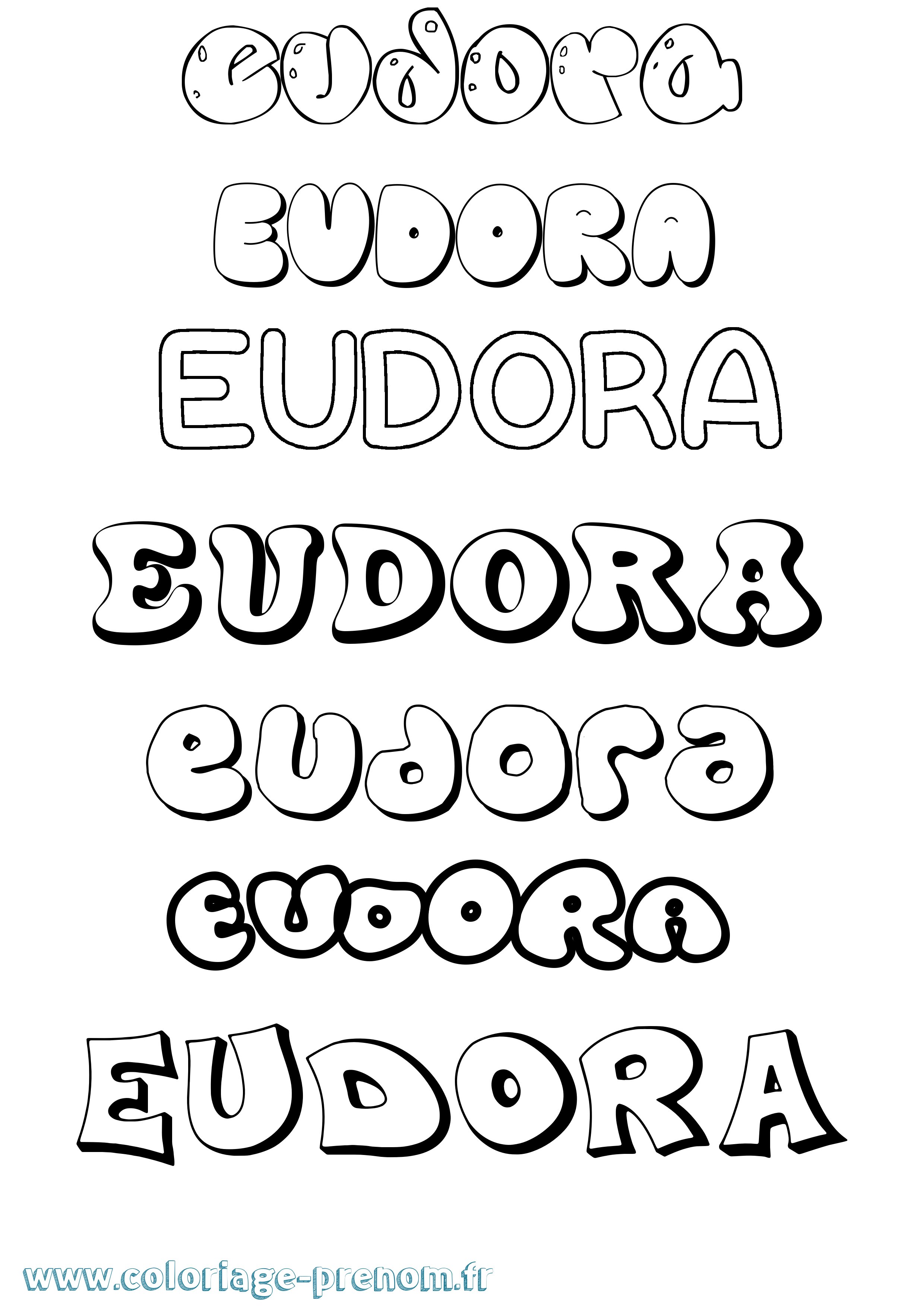 Coloriage prénom Eudora Bubble